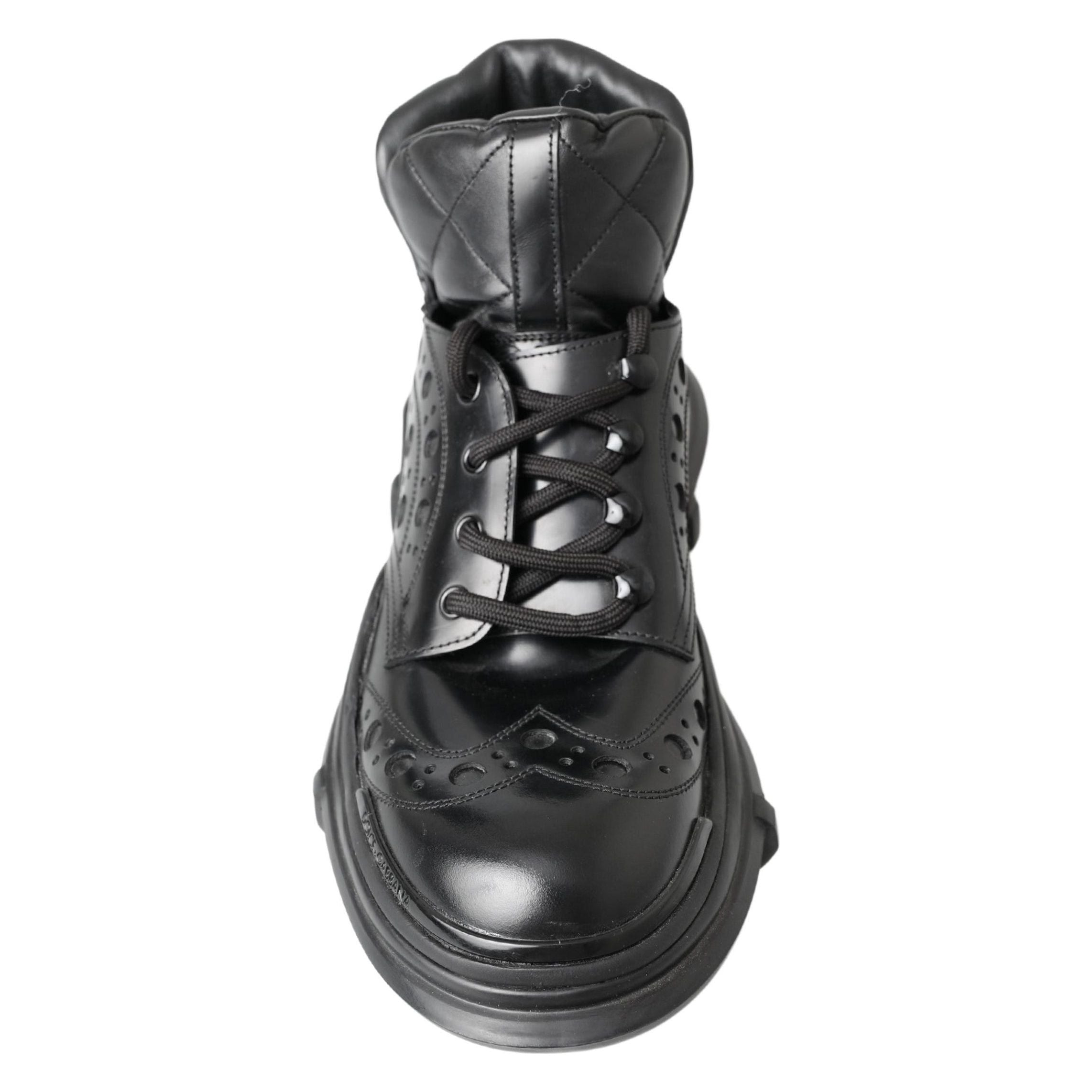 Dolce & Gabbana Black Leather Ankle Boots Luxury