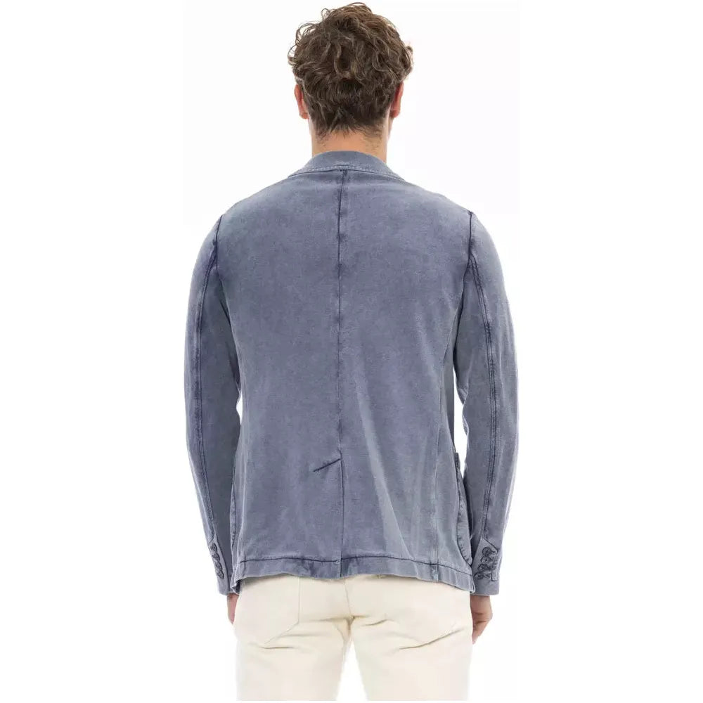 Distretto12 Blue Cotton Blazer With Elegant Tailoring