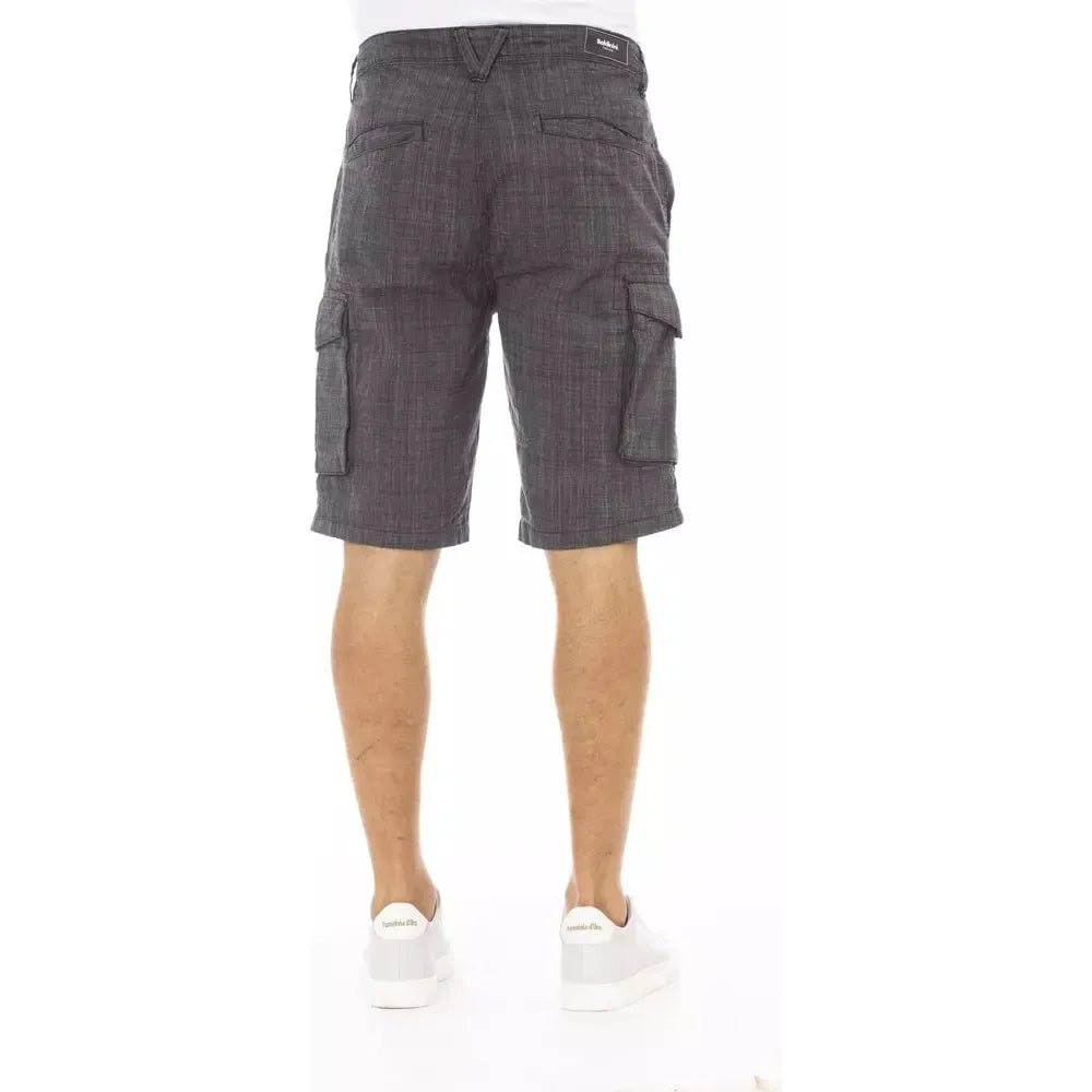 Baldinini Black Cotton Cargo Short for Elevated Style