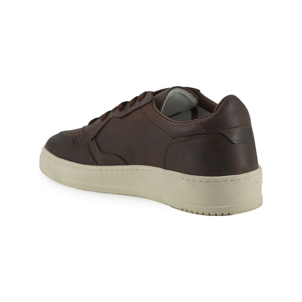 Saxone of Scotland Brown Leather Fabric Sneakers