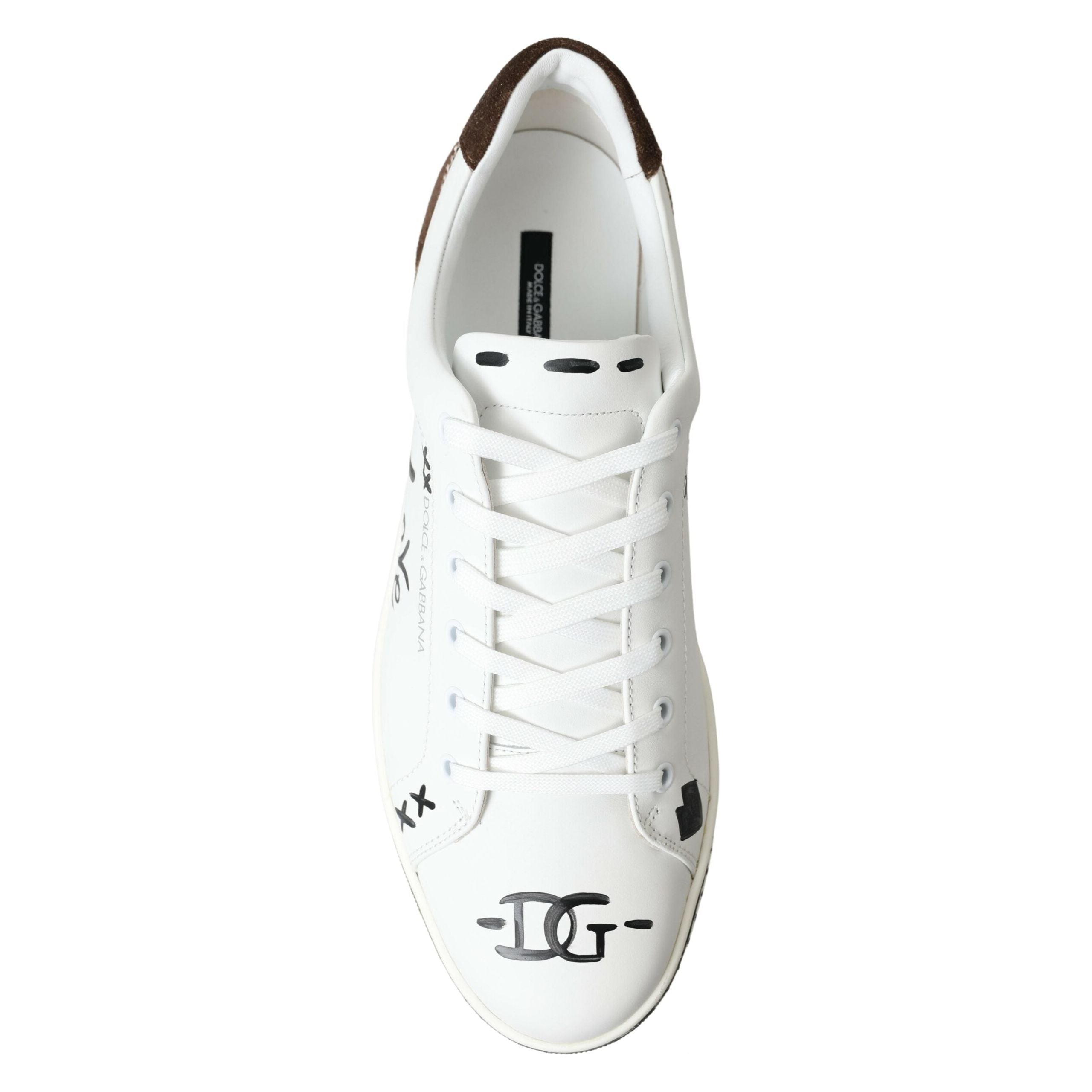 Dolce & Gabbana Sleek White Leather Casual Sneakers Elegance