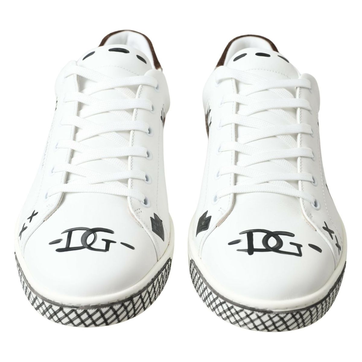 Dolce & Gabbana Sleek White Leather Casual Sneakers Elegance
