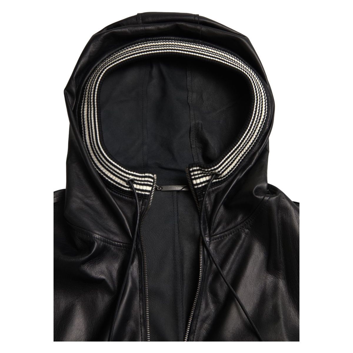 Dolce & Gabbana Black Lambskin Leather Bomber Jacket