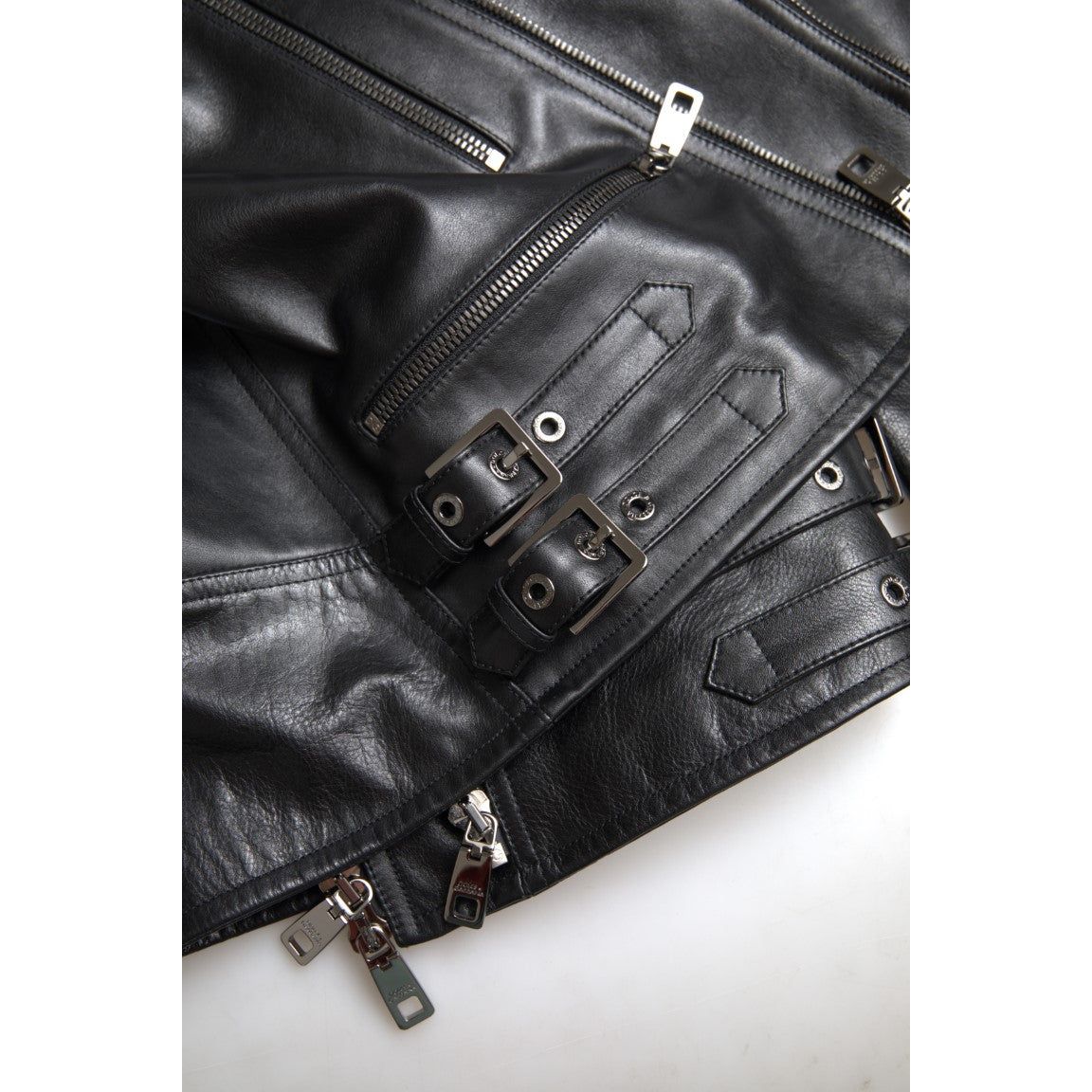 Dolce & Gabbana Black Calfskin Leather Biker Jacket