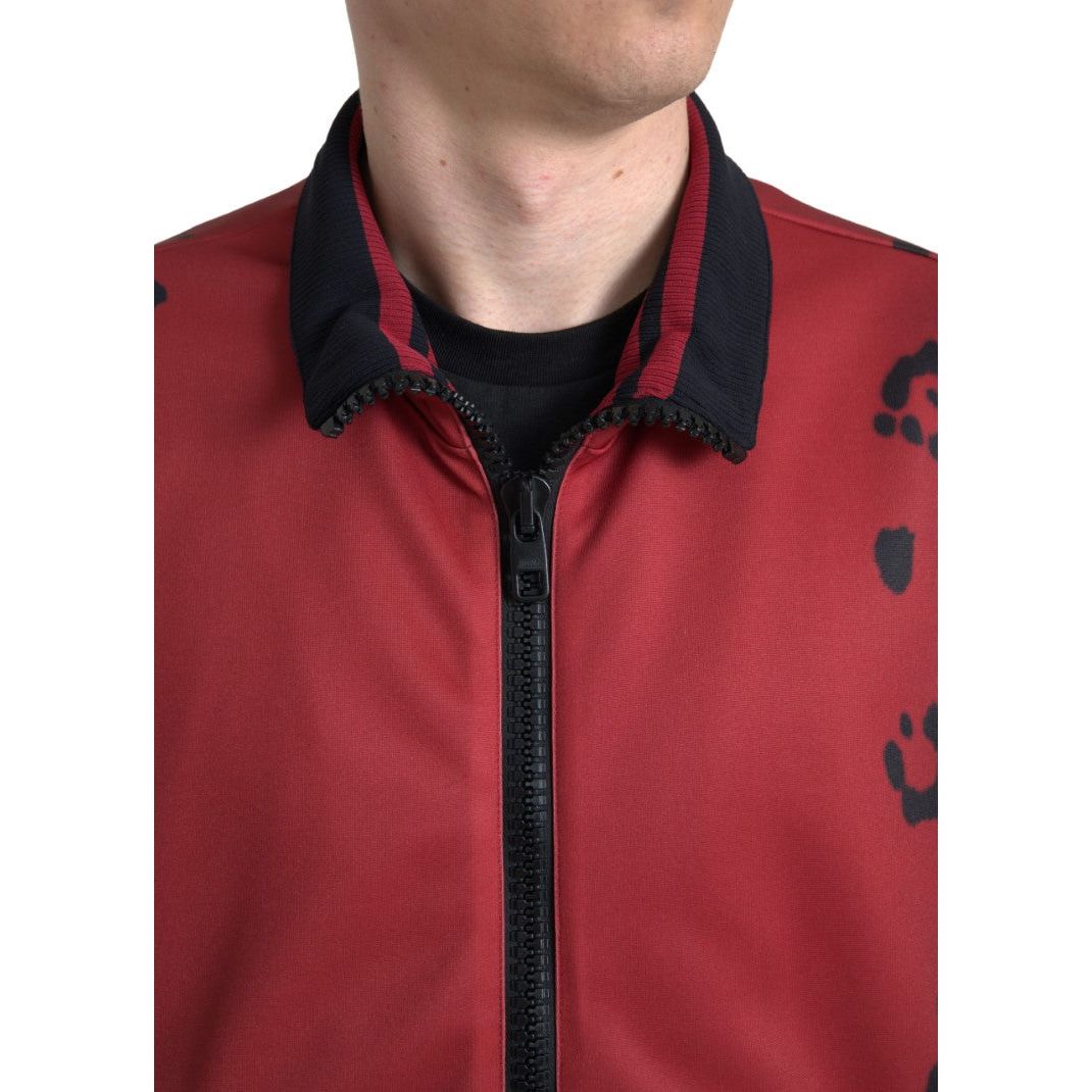 Dolce & Gabbana Red Leopard Print Bomber Jacket Elegance