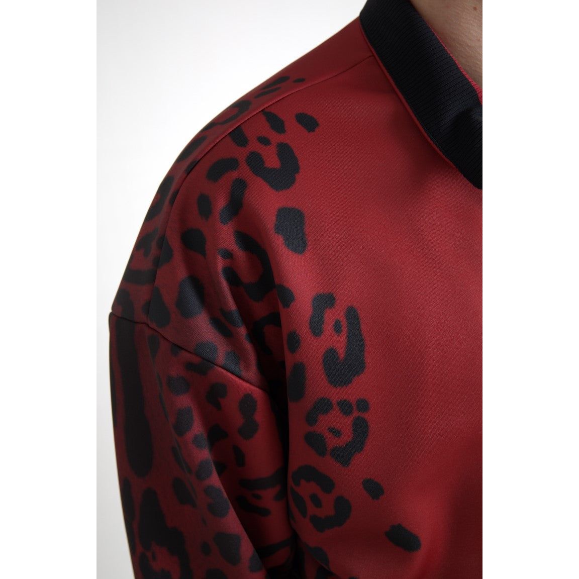 Dolce & Gabbana Red Leopard Print Bomber Jacket Elegance