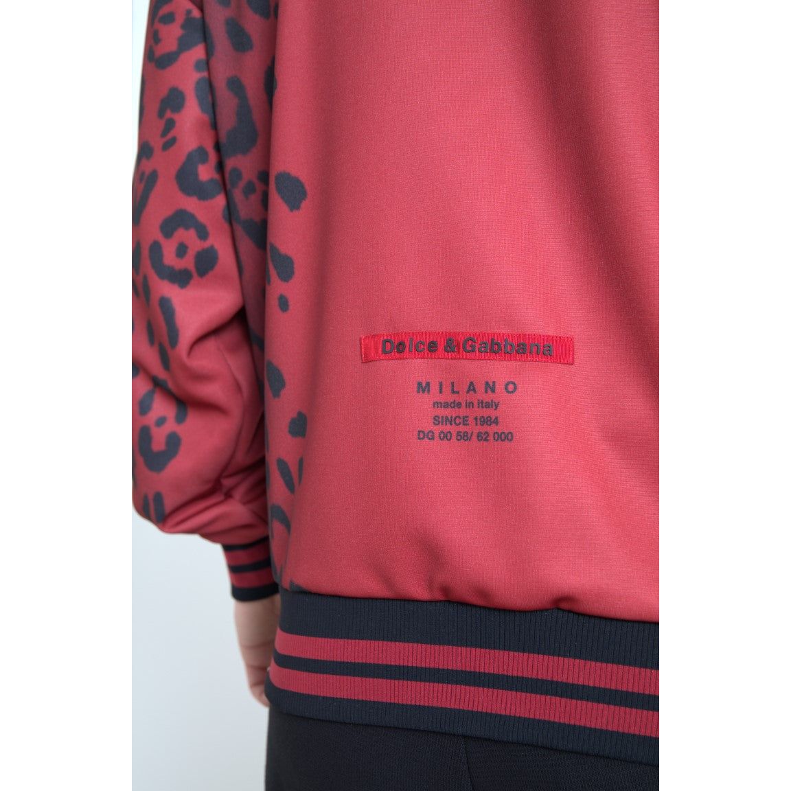 Dolce & Gabbana Red Leopard Print Bomber Jacket Elegance