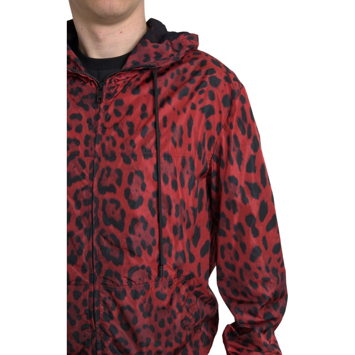 Dolce & Gabbana Red Nylon Hooded Bomber Jacket