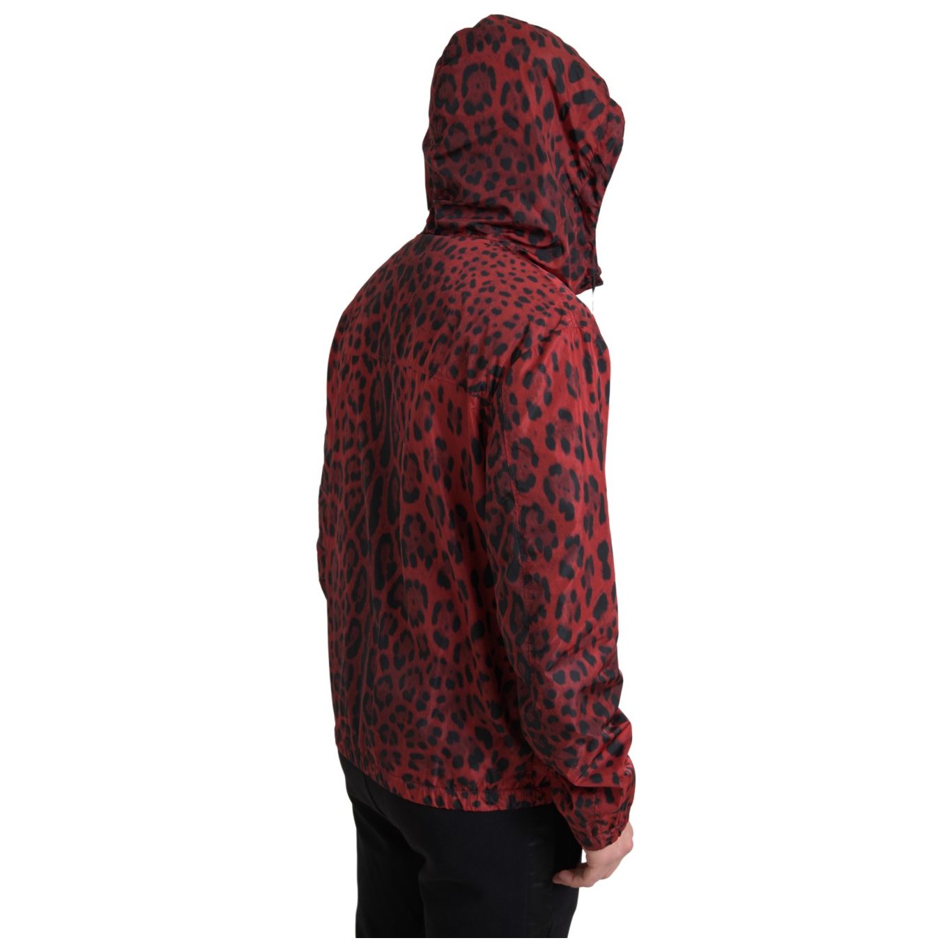 Dolce & Gabbana Red Nylon Hooded Bomber Jacket