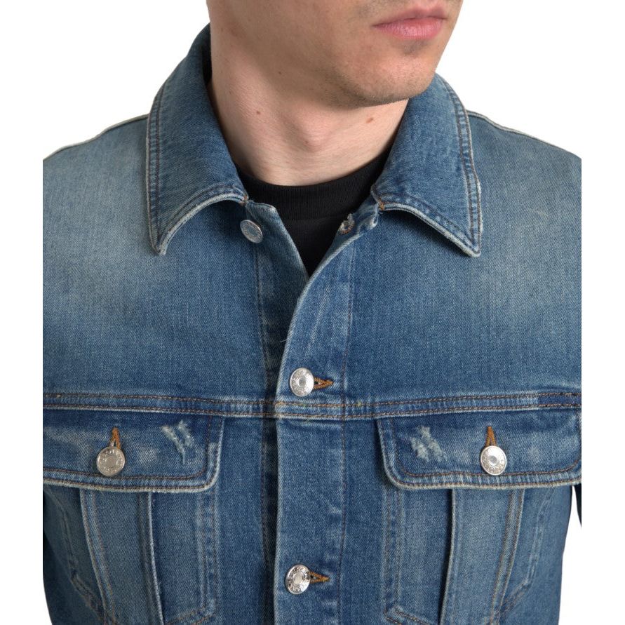 Dolce & Gabbana Blue Denim Stretch Jacket for Effortless Style