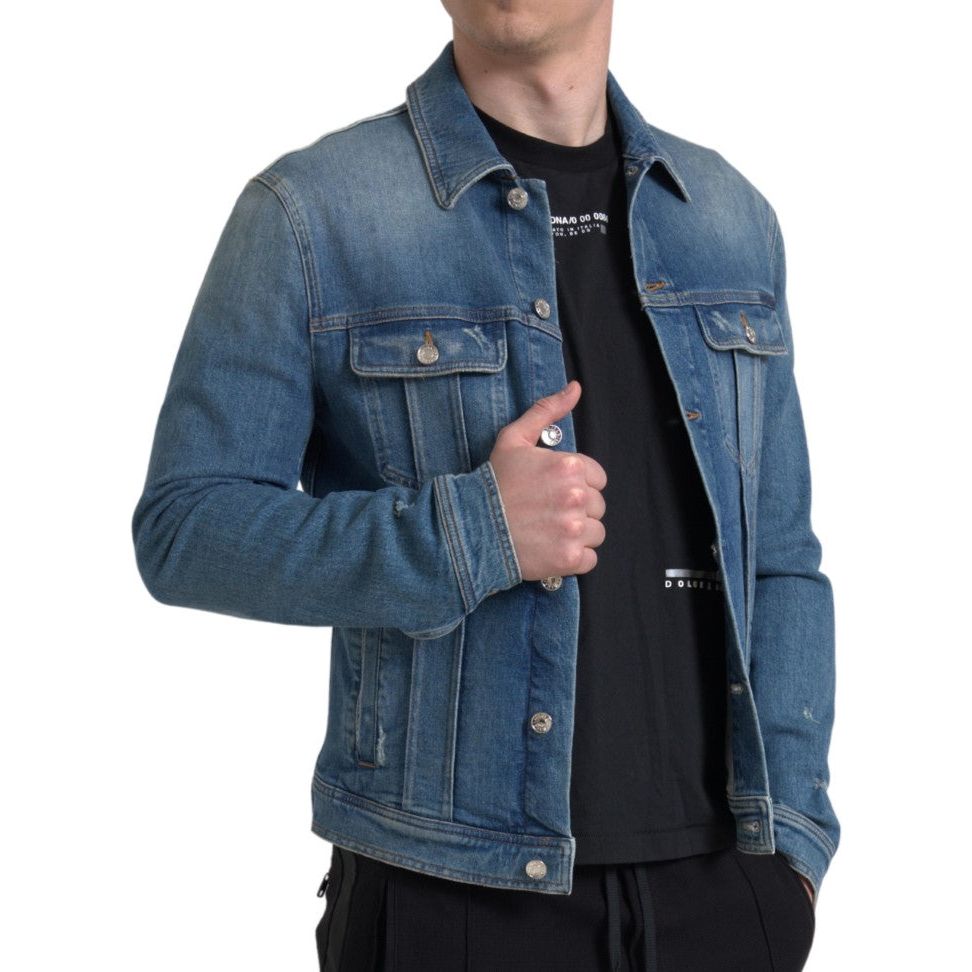 Dolce & Gabbana Blue Denim Stretch Jacket for Effortless Style