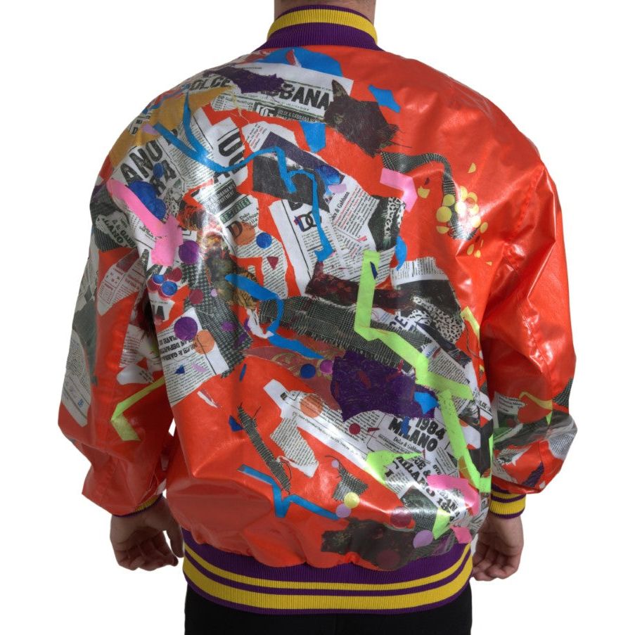 Dolce & Gabbana Elegant Orange Satin Bomber Jacket