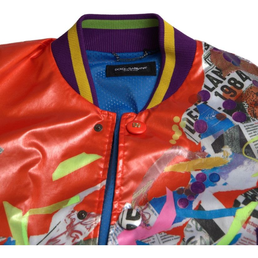 Dolce & Gabbana Elegant Orange Satin Bomber Jacket