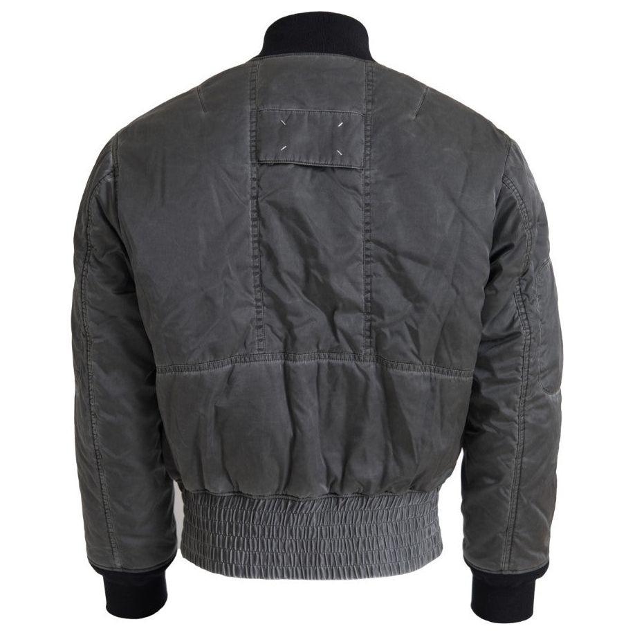 MM6 Maison Margiela Gray Nylon Bomber Jacket Full Zip Closure