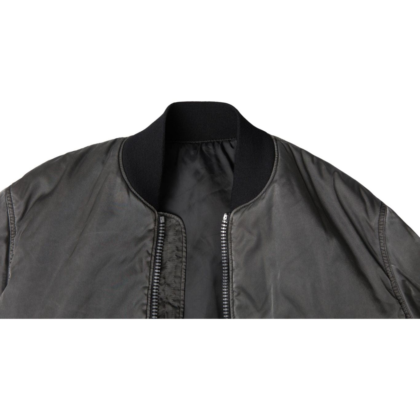 MM6 Maison Margiela Gray Nylon Bomber Jacket Full Zip Closure