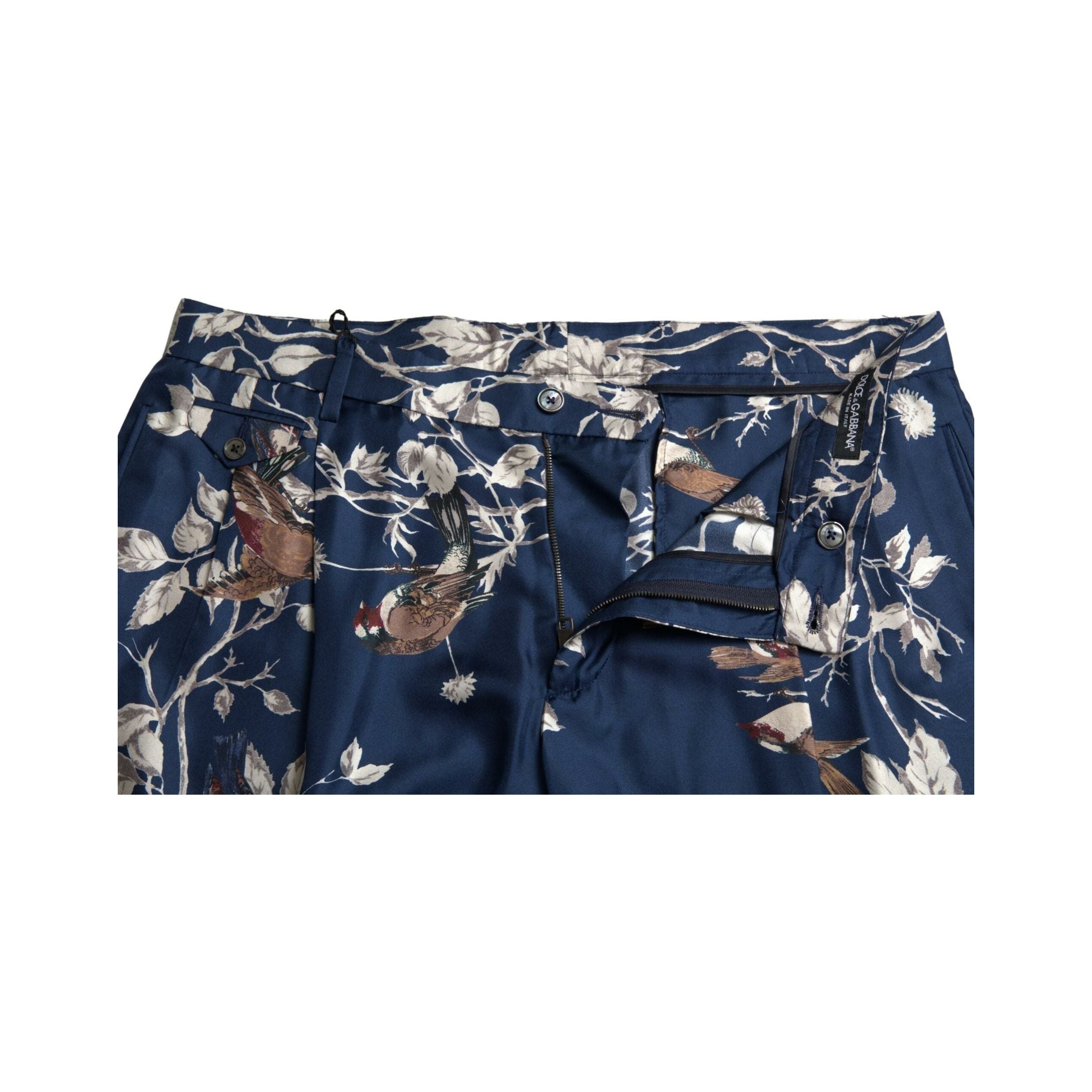 Dolce & Gabbana Blue Silk Floral Bermuda Shorts