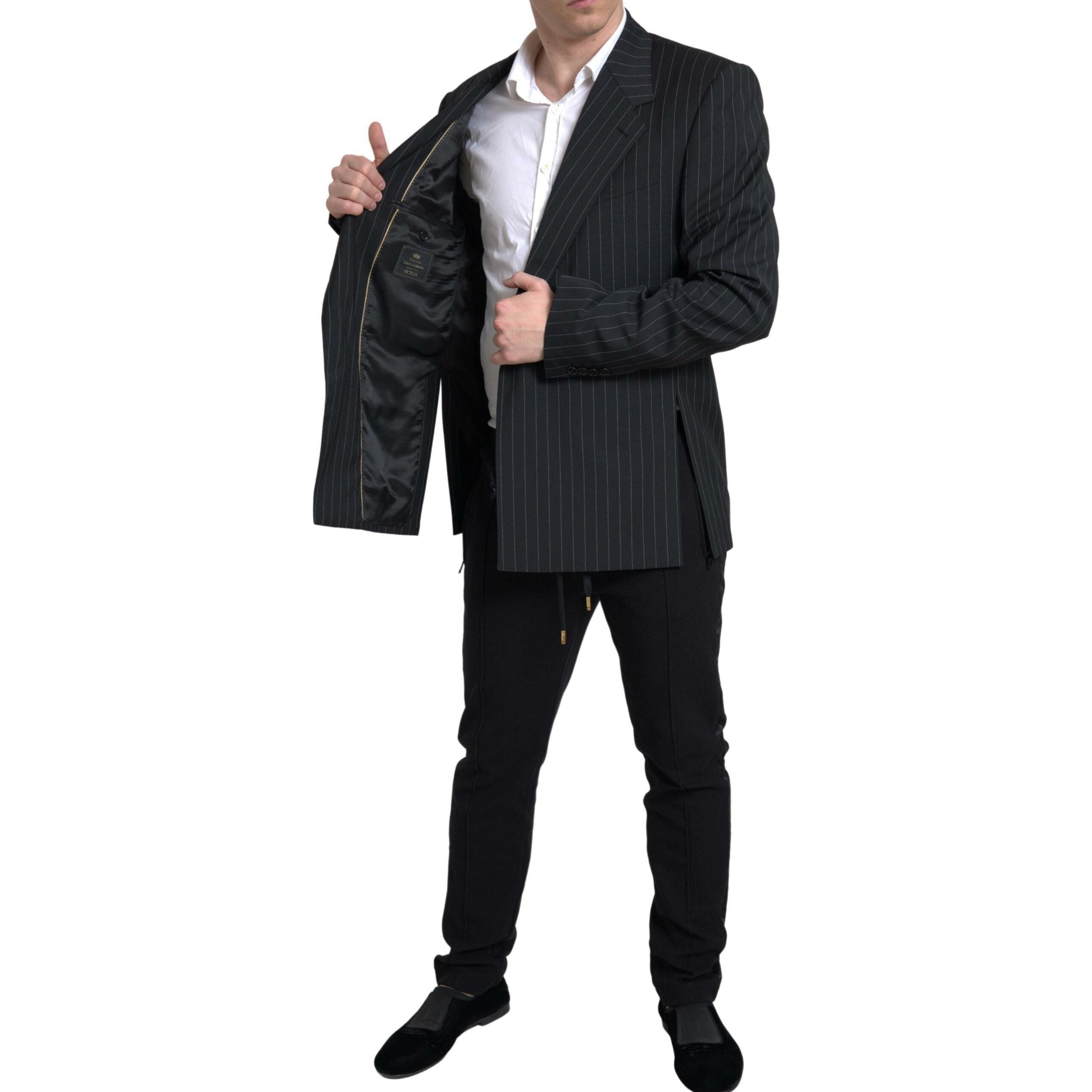Dolce & Gabbana Navy Wool Slim Fit Blazer