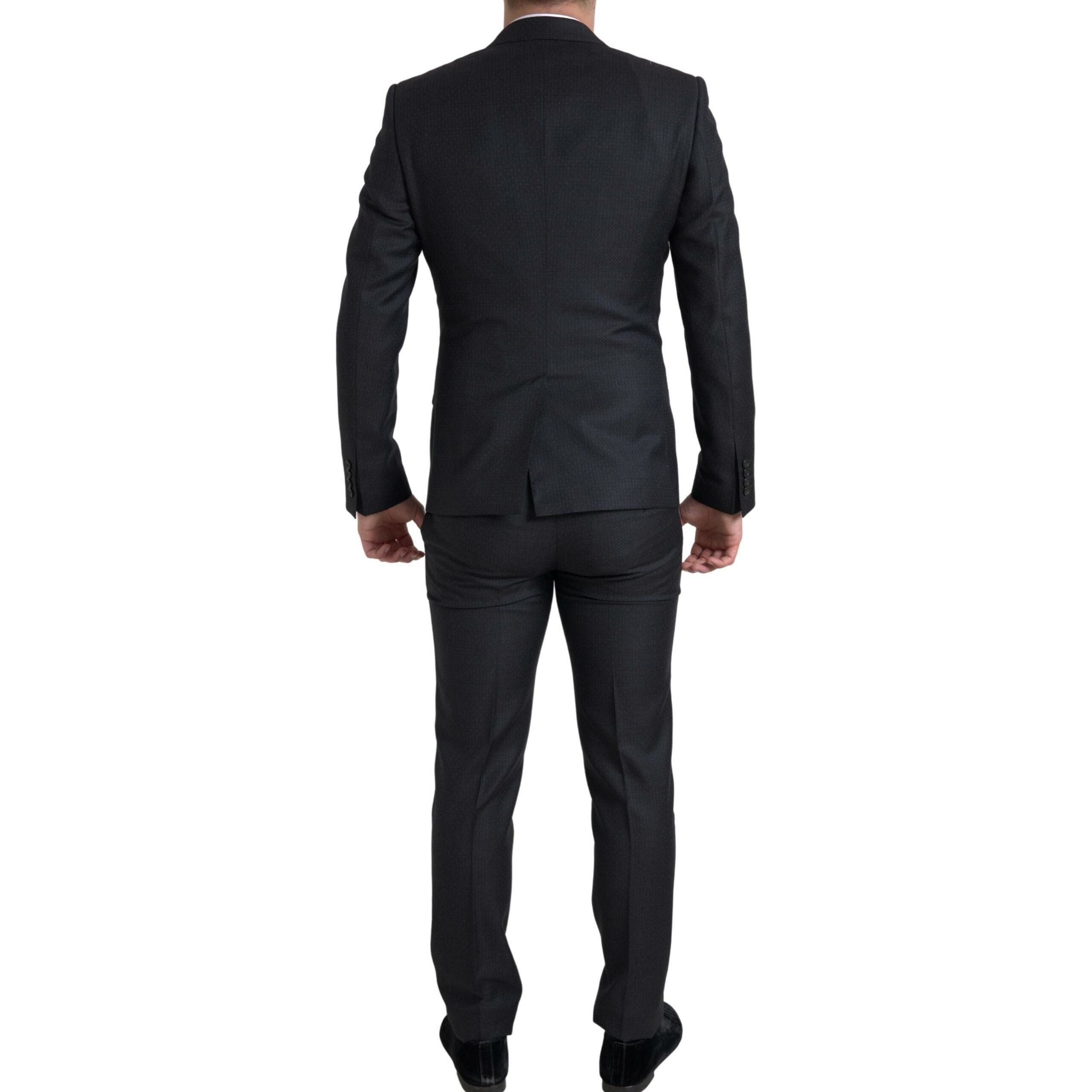 Dolce & Gabbana Black Virgin Wool 3-Piece Suit