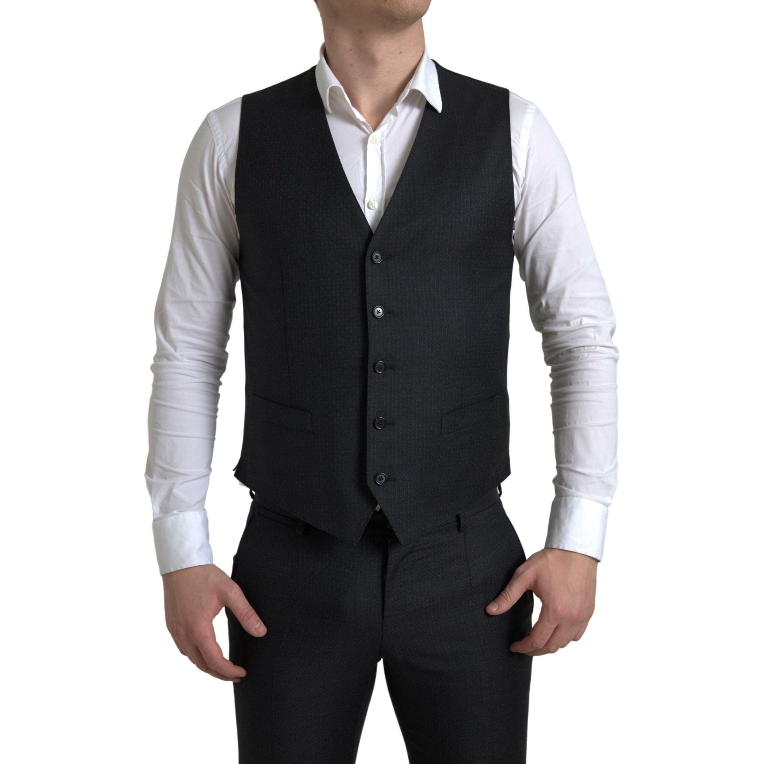 Dolce & Gabbana Black Virgin Wool 3-Piece Suit