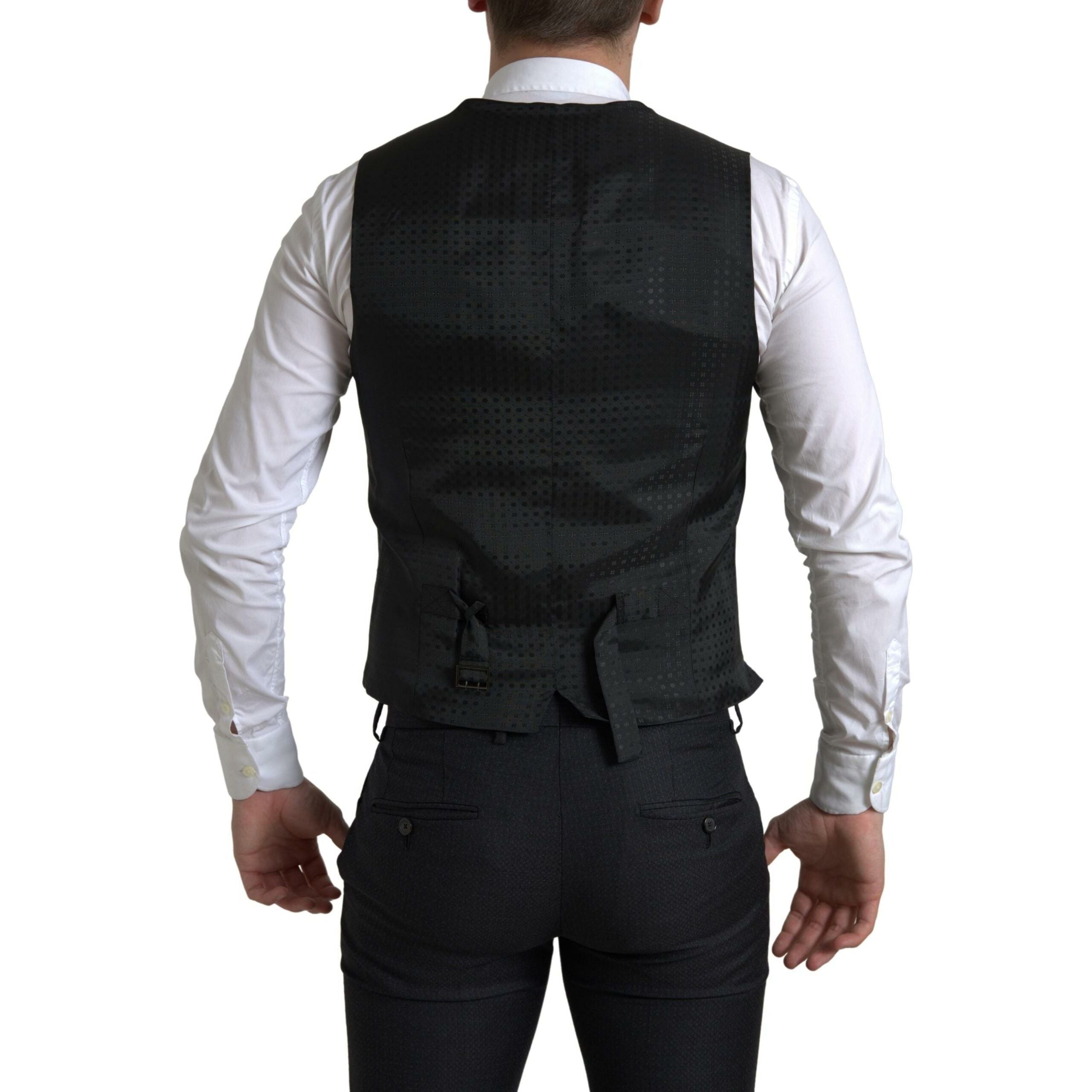 Dolce & Gabbana Black Virgin Wool 3-Piece Suit