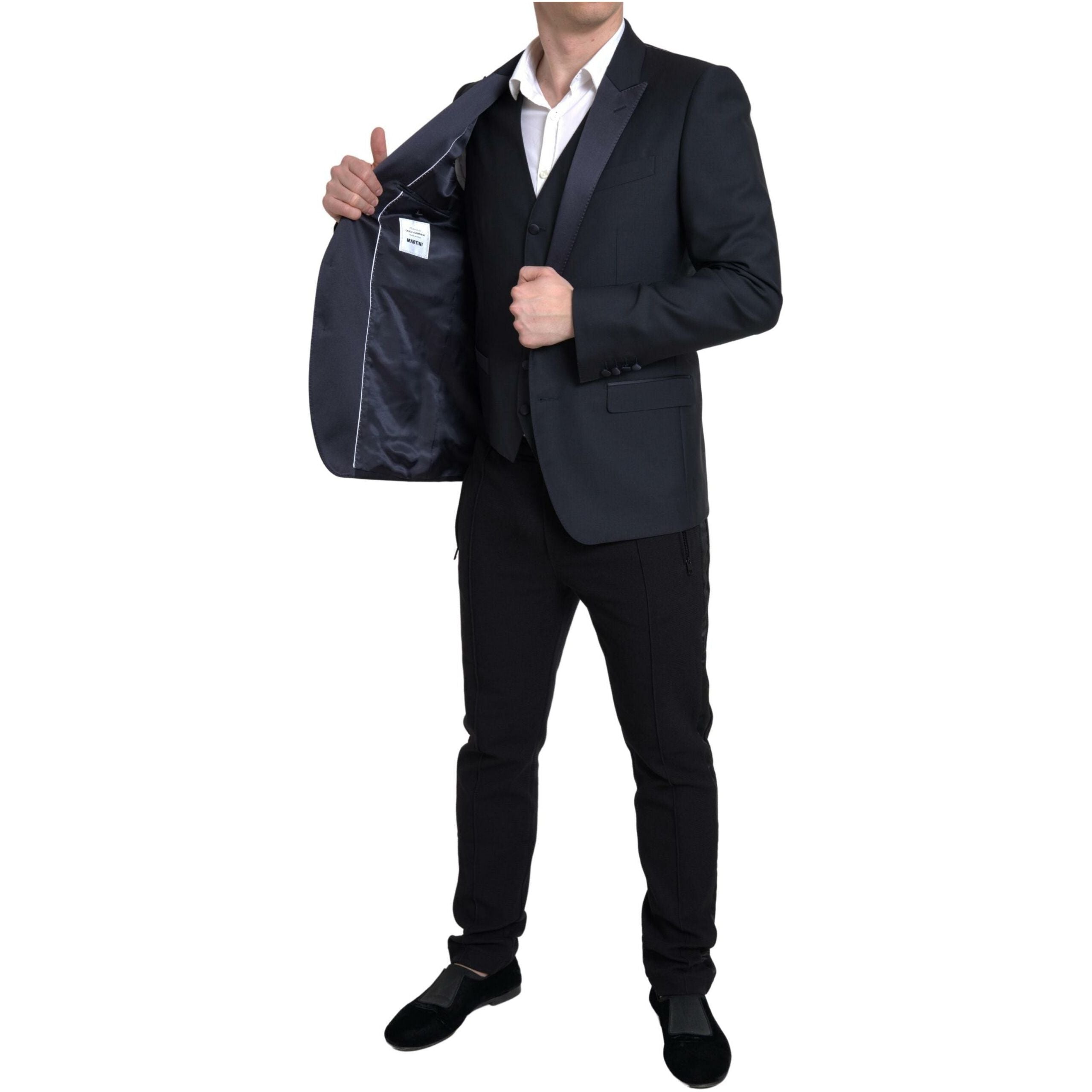 Dolce & Gabbana Navy Virgin Wool Two-Piece Martini Suit