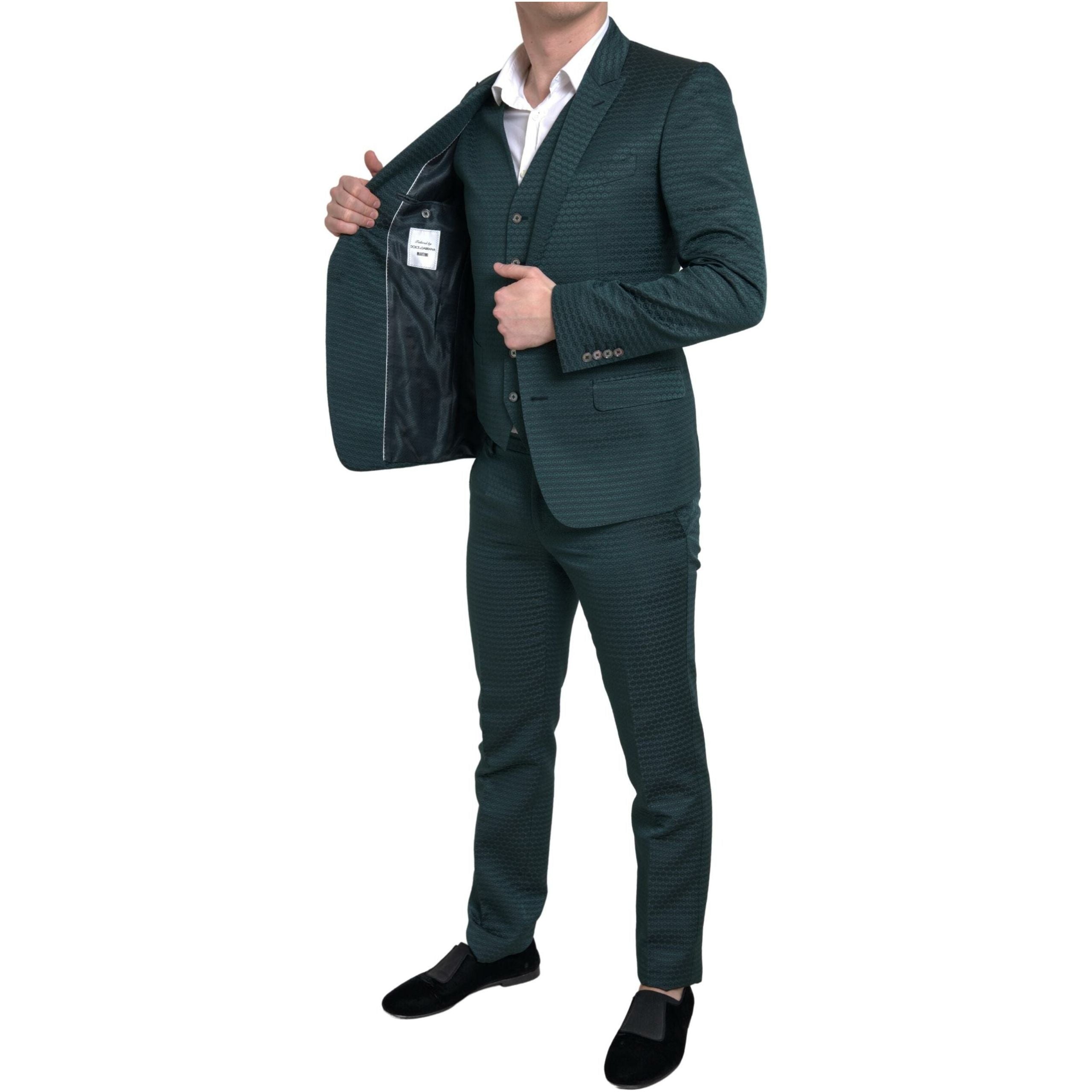 Dolce & Gabbana Emerald Silk Elegance 3-Piece Suit