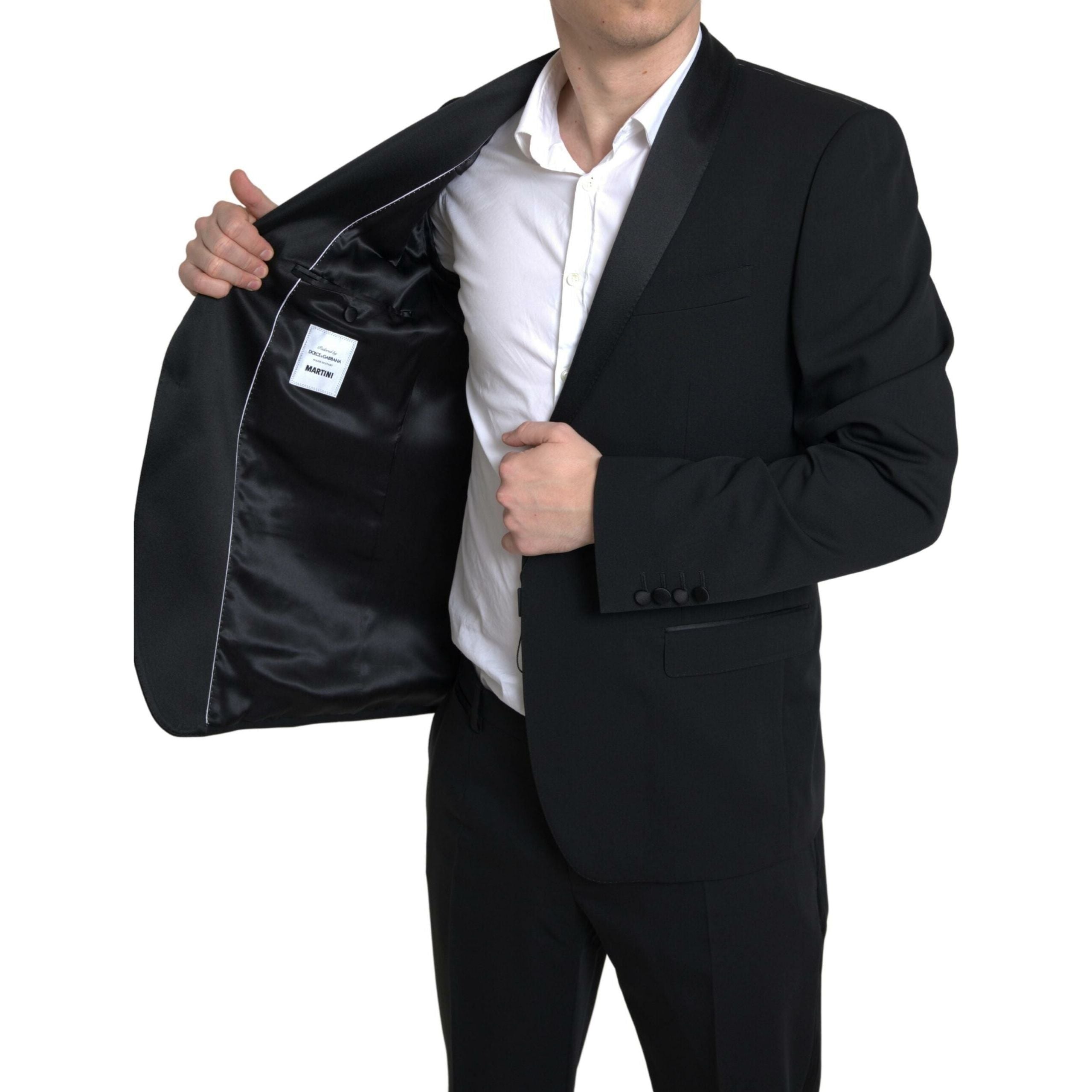 Dolce & Gabbana Black Virgin Wool Two-Piece Suit