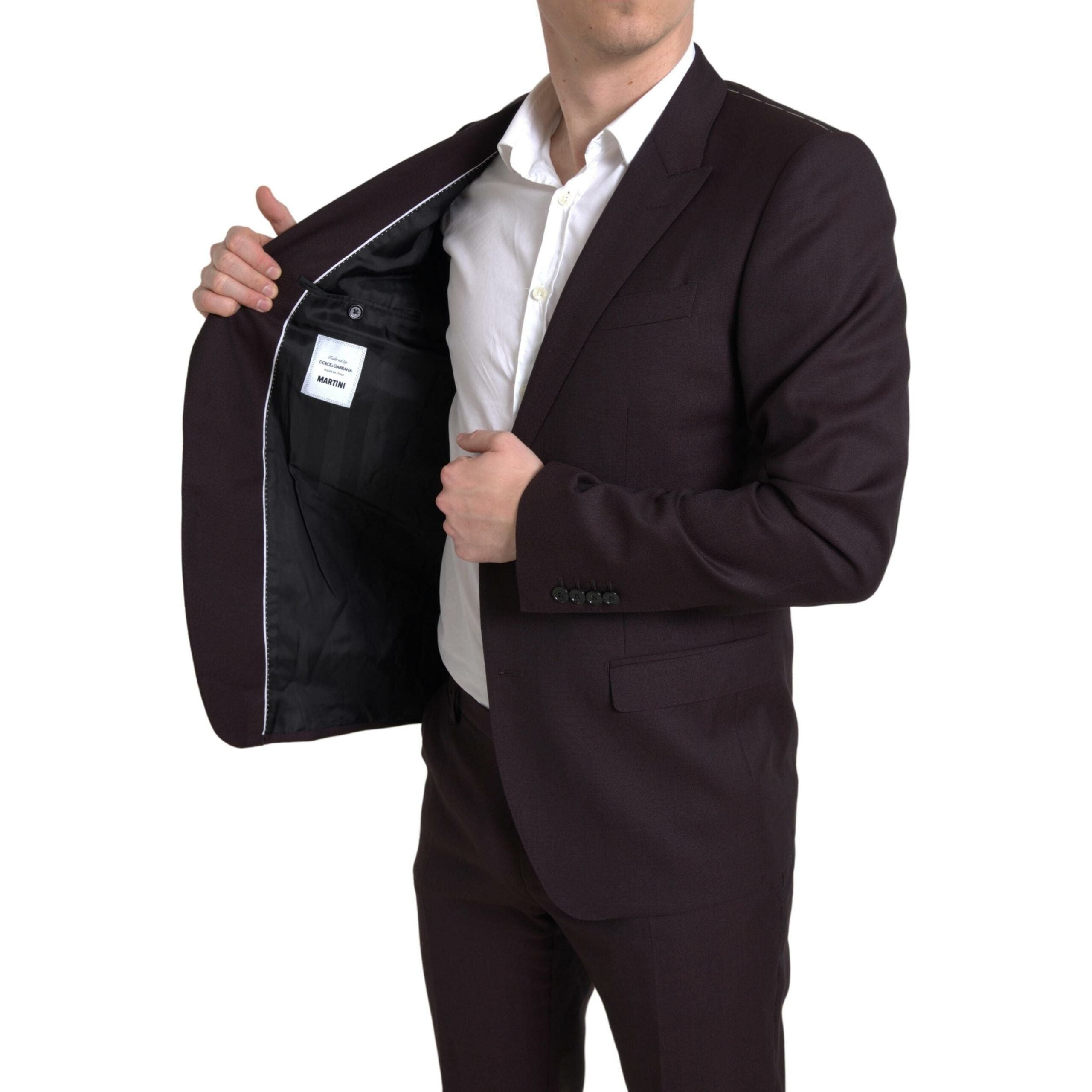Dolce & Gabbana Maroon Wool 2-Piece Suit