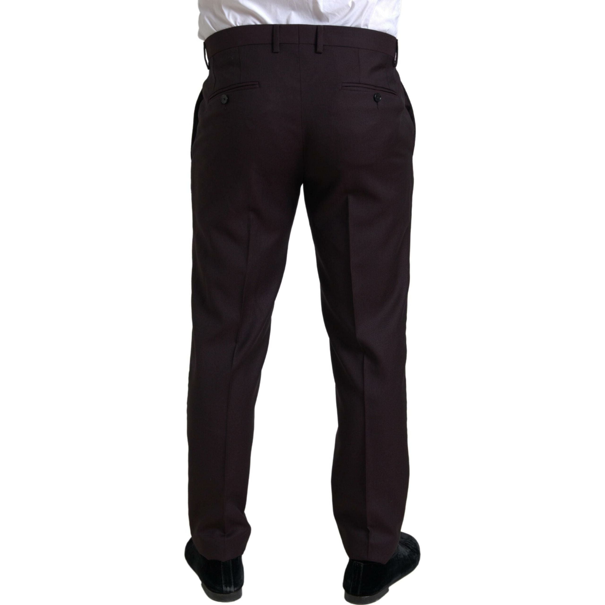Dolce & Gabbana Maroon Wool 2-Piece Suit