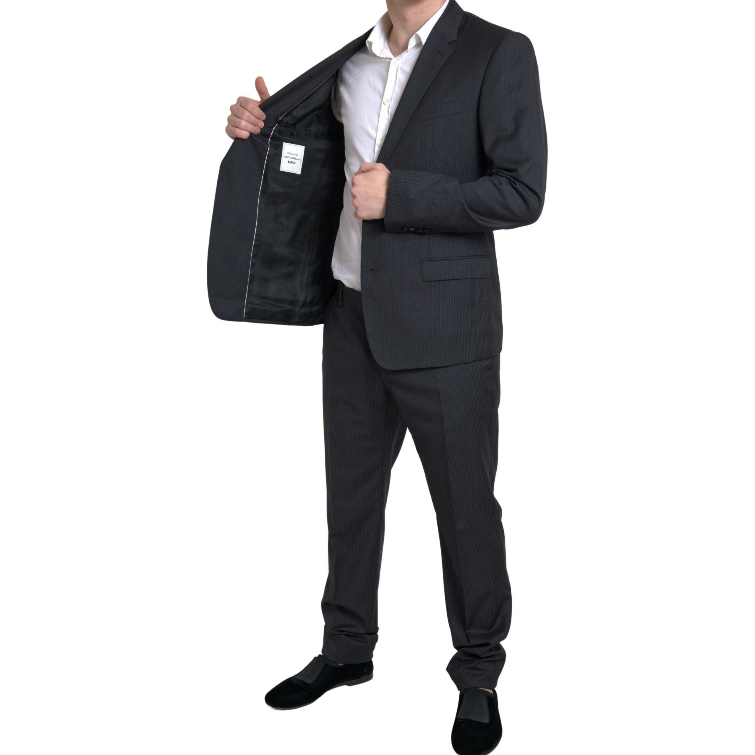 Dolce & Gabbana Black Virgin Wool Two-Piece Suit