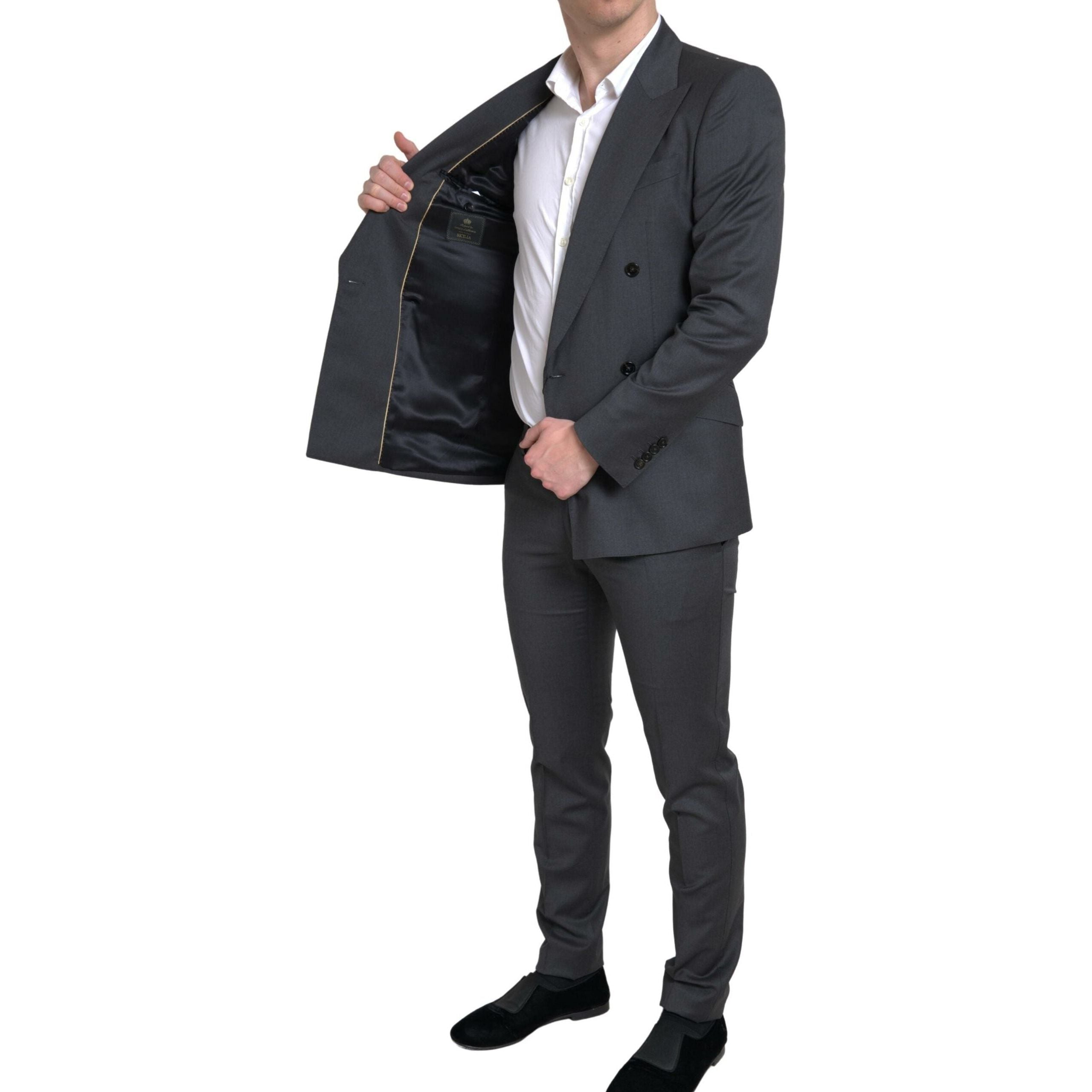 Dolce & Gabbana Sleek Grey Virgin Wool Suit