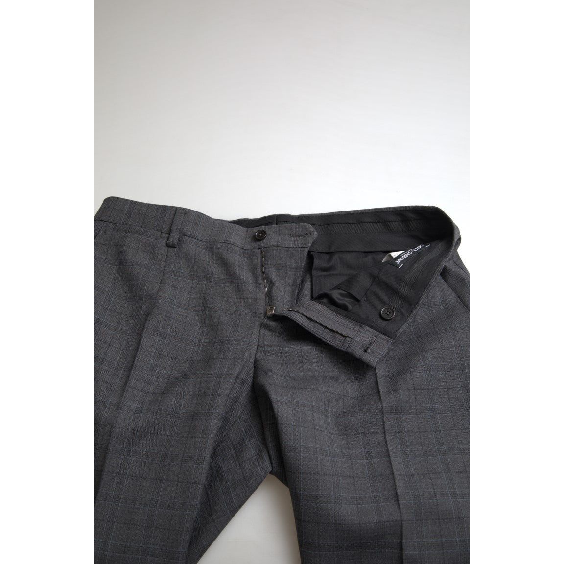 Dolce & Gabbana Grey Virgin Wool Checkered Suit