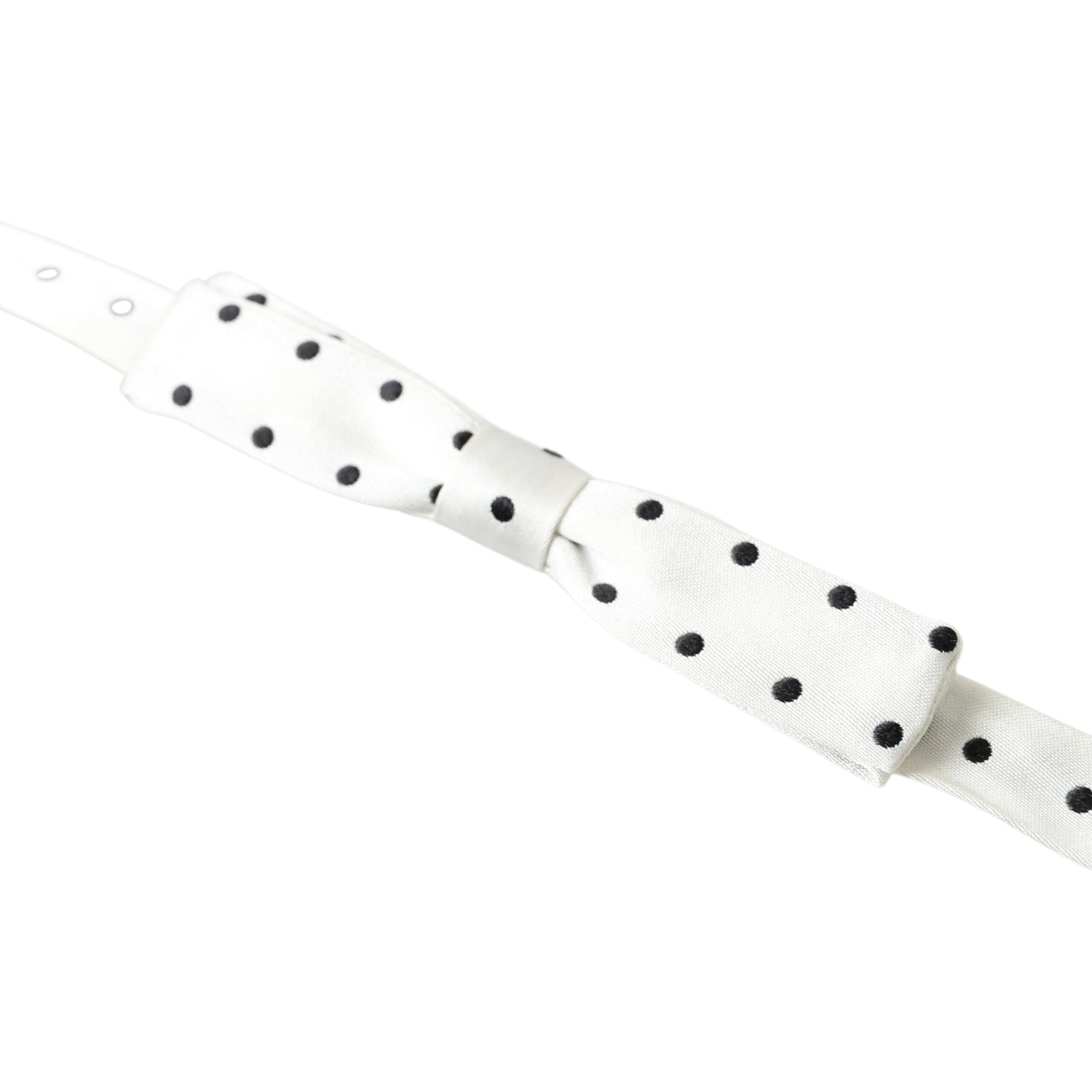 Dolce & Gabbana Black Silk Polka Dot Bow Tie Accessory