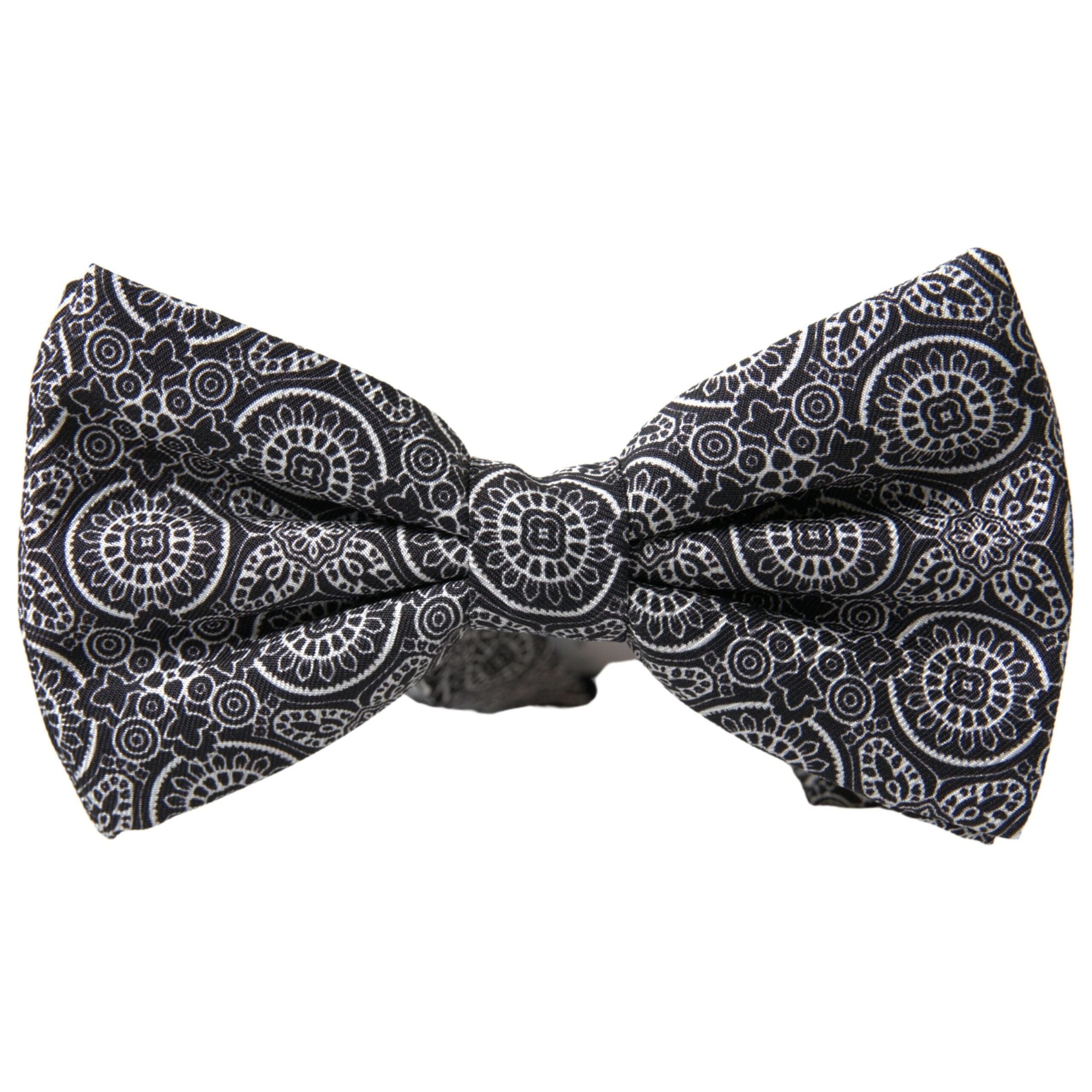 Dolce & Gabbana Black & White Silk Bow Tie