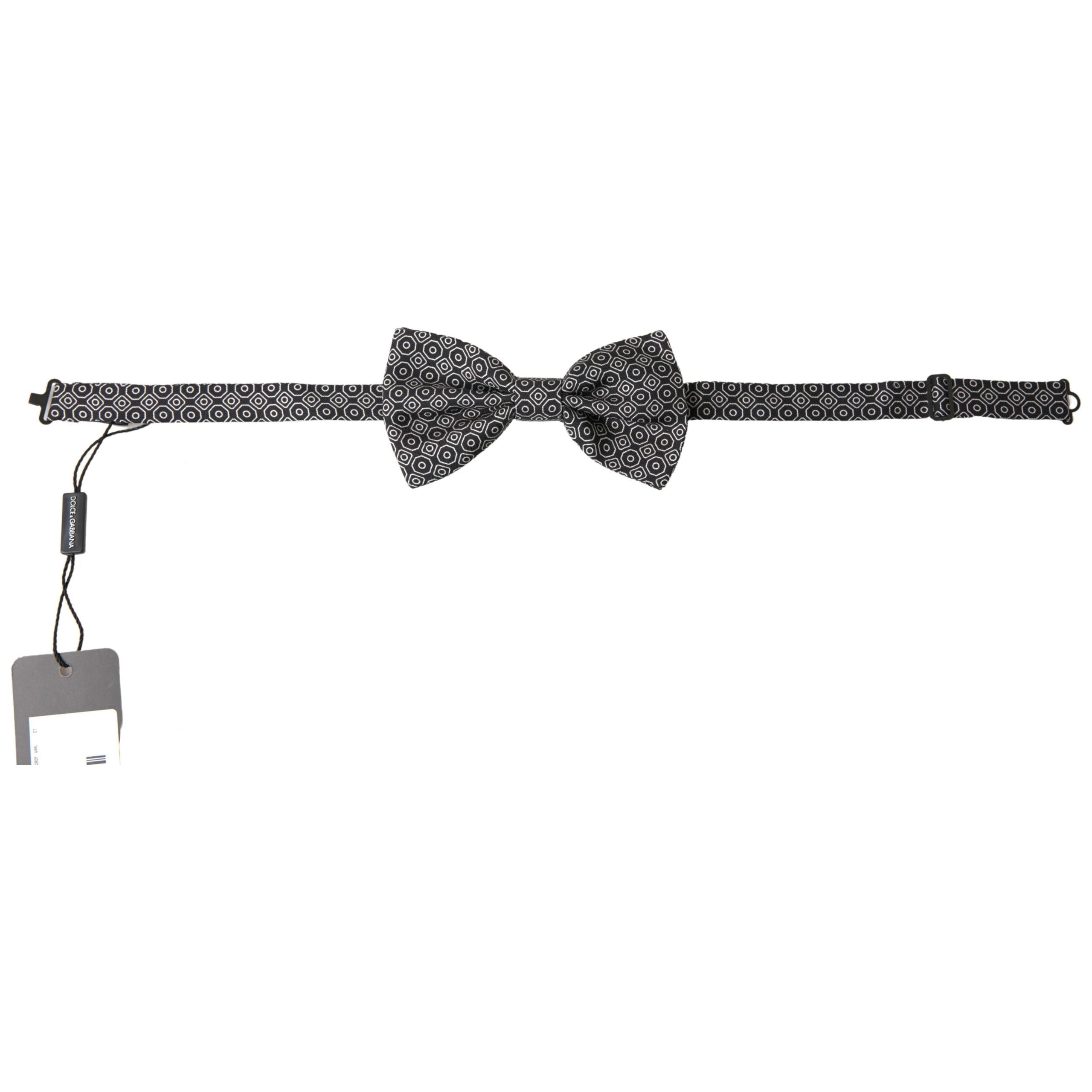 Dolce & Gabbana Black and White Silk Bow Tie
