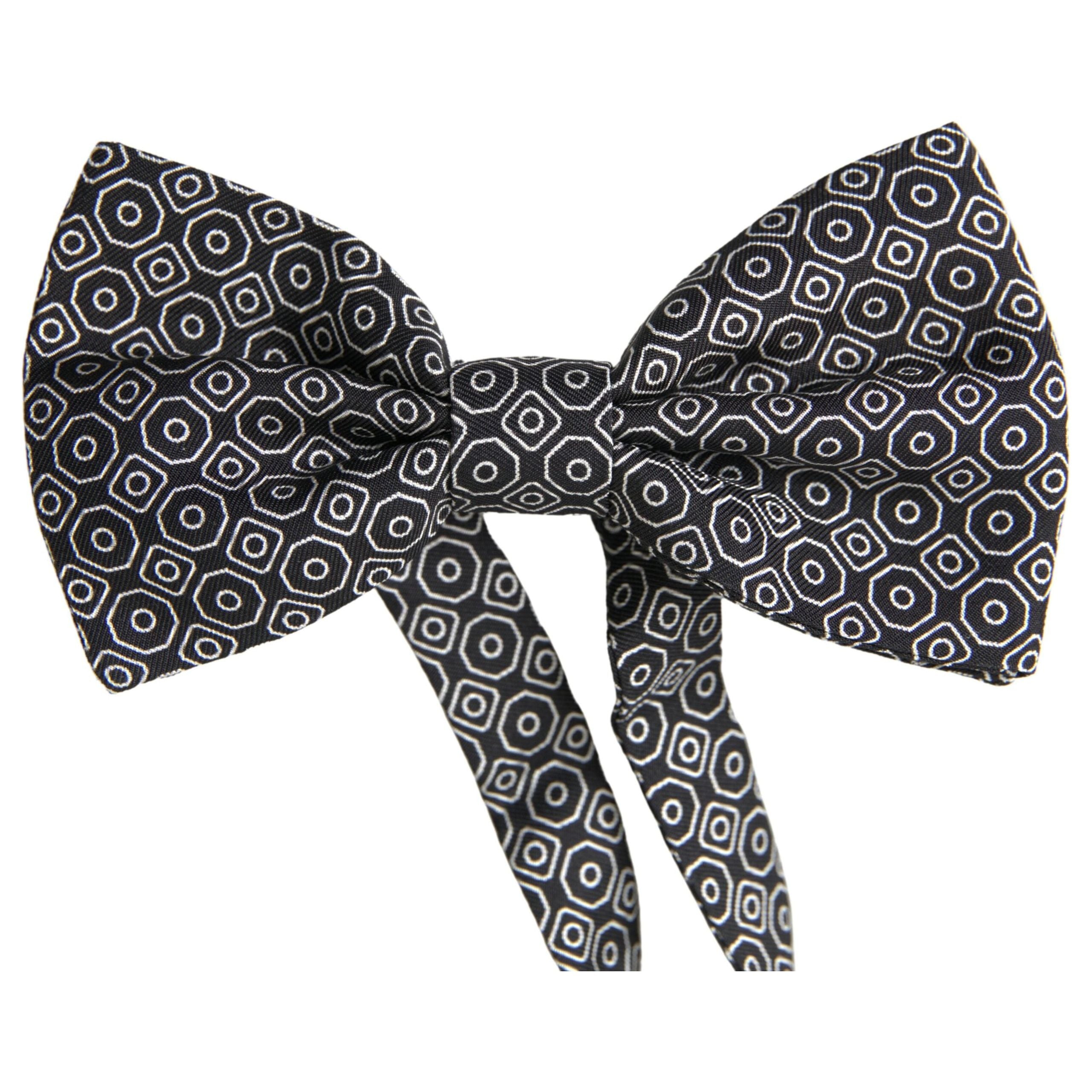 Dolce & Gabbana Black and White Silk Bow Tie