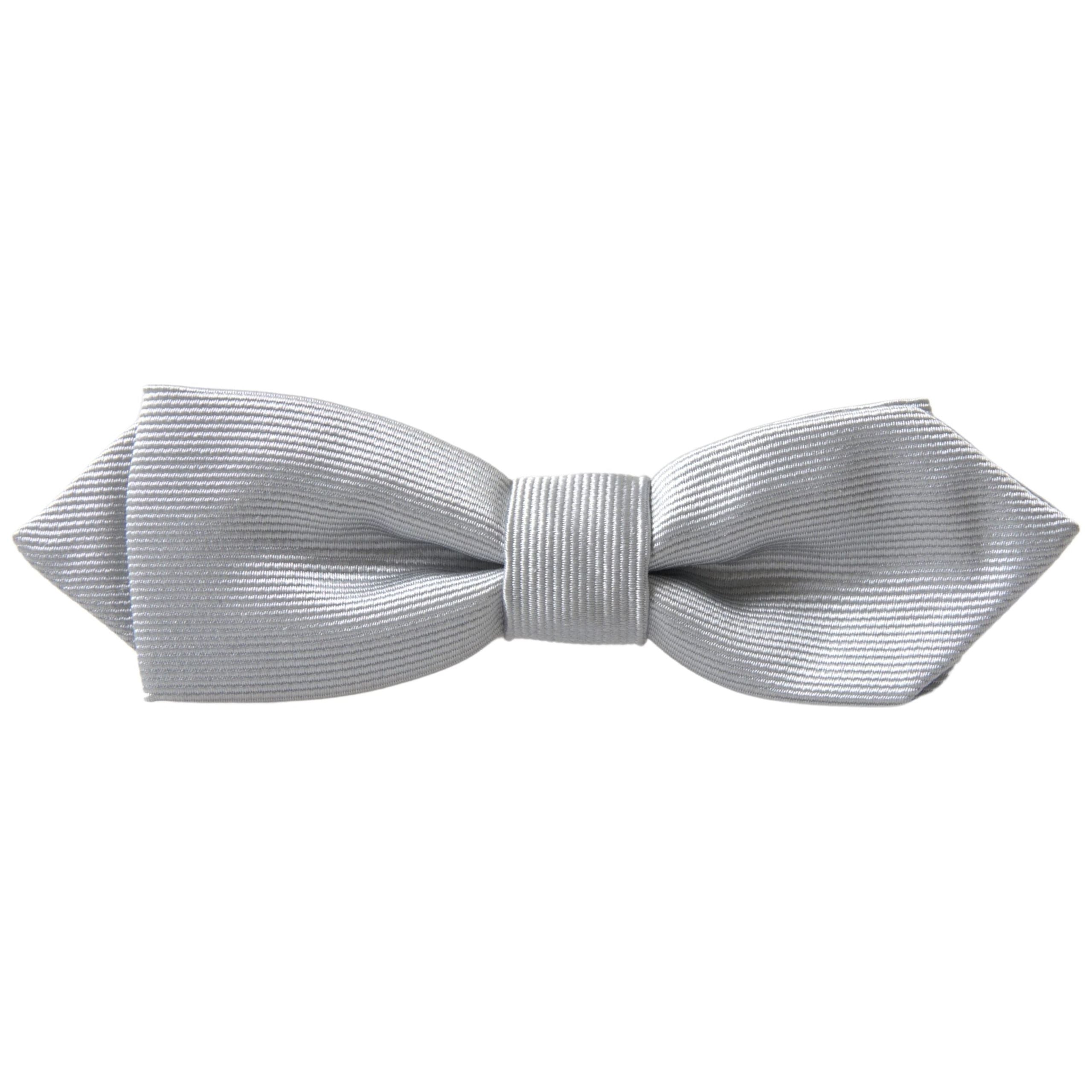 Dolce & Gabbana Grey Silk Bow Tie Luxury Accessory
