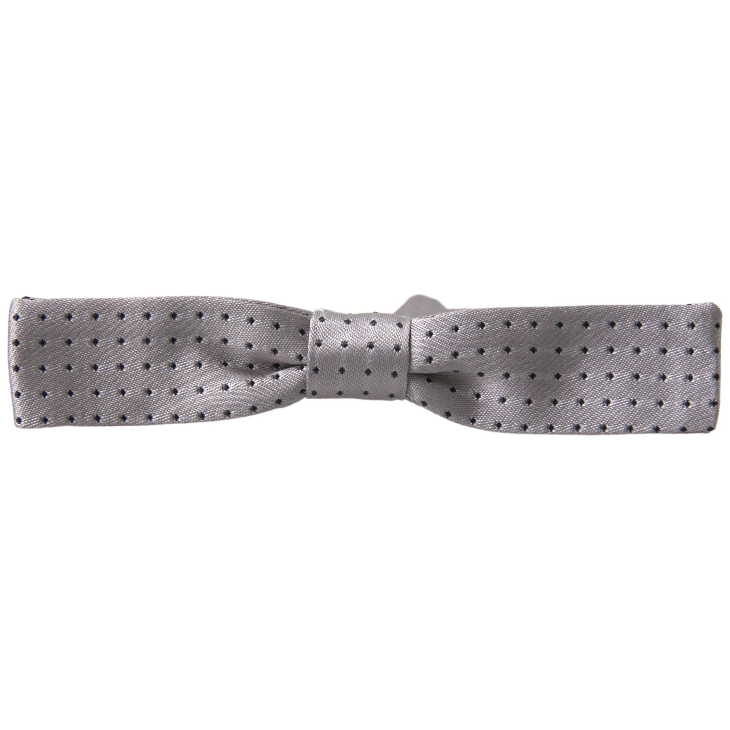 Dolce & Gabbana Grey Silk Bow Tie Accessory