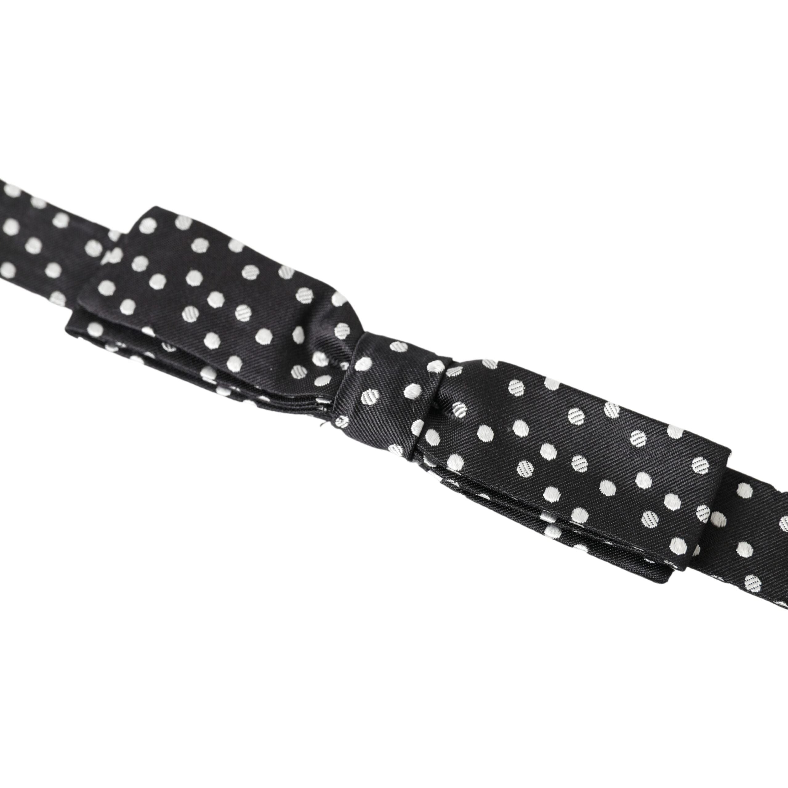 Dolce & Gabbana Black Silk Bow Tie with Logo Detail