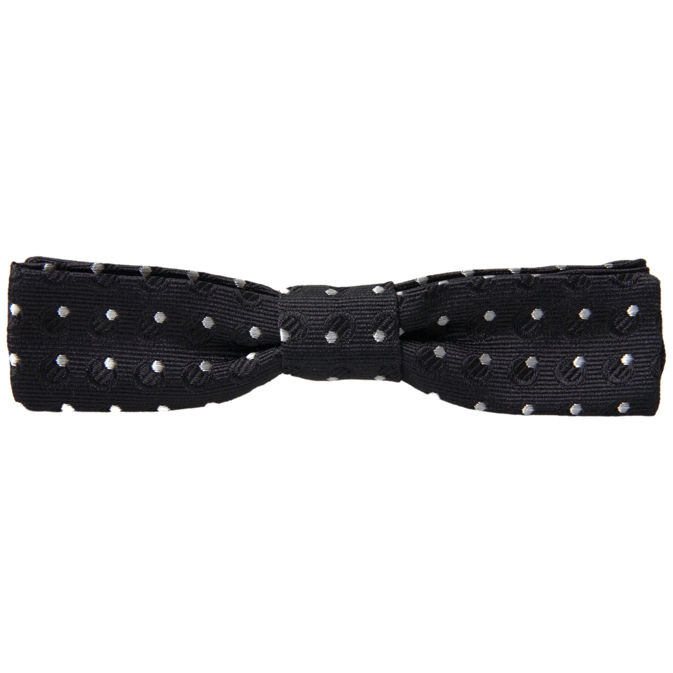 Dolce & Gabbana Black Silk Bow Tie with Signature Clasp