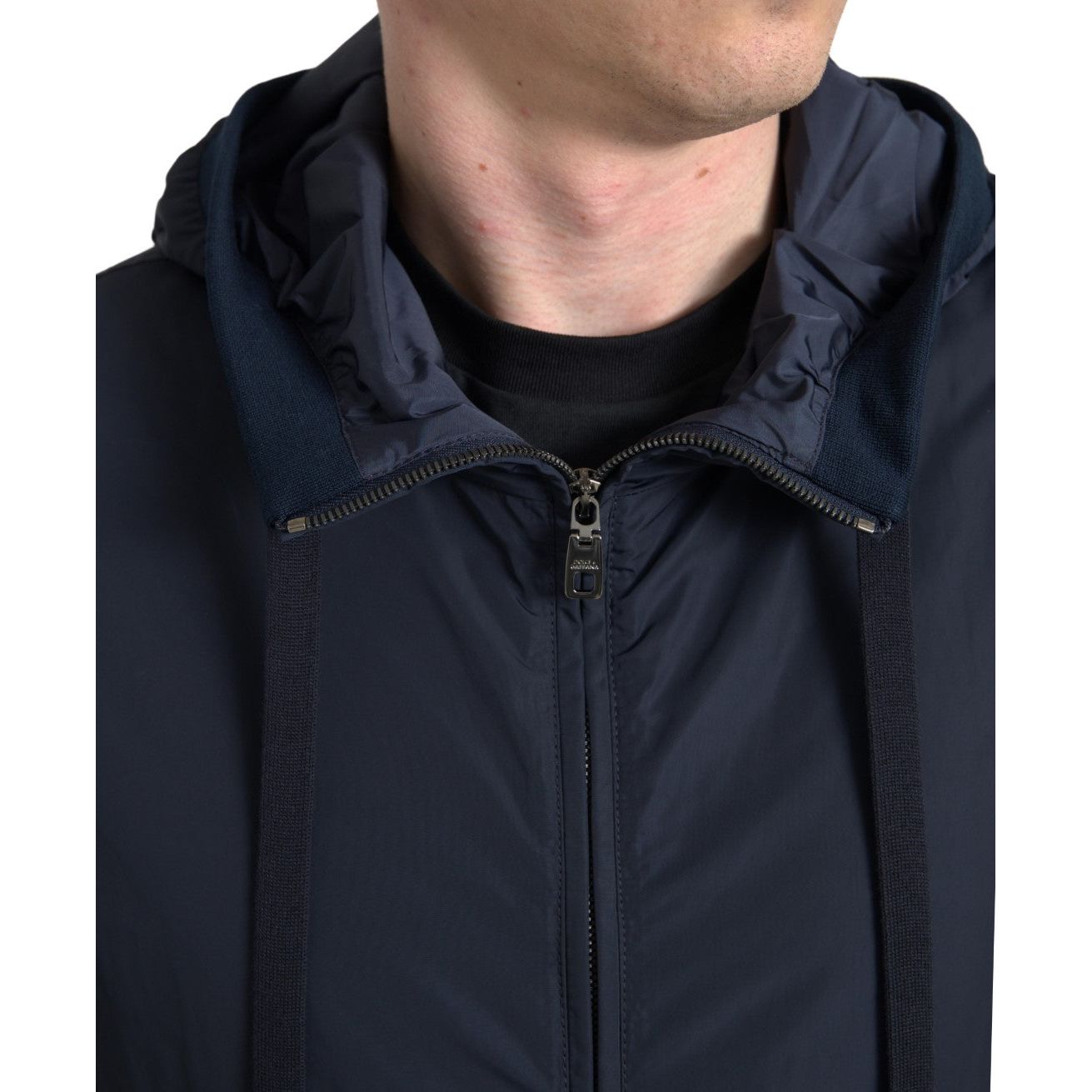 Dolce & Gabbana Blue Cotton Hooded Sweatshirt with Zip Closure