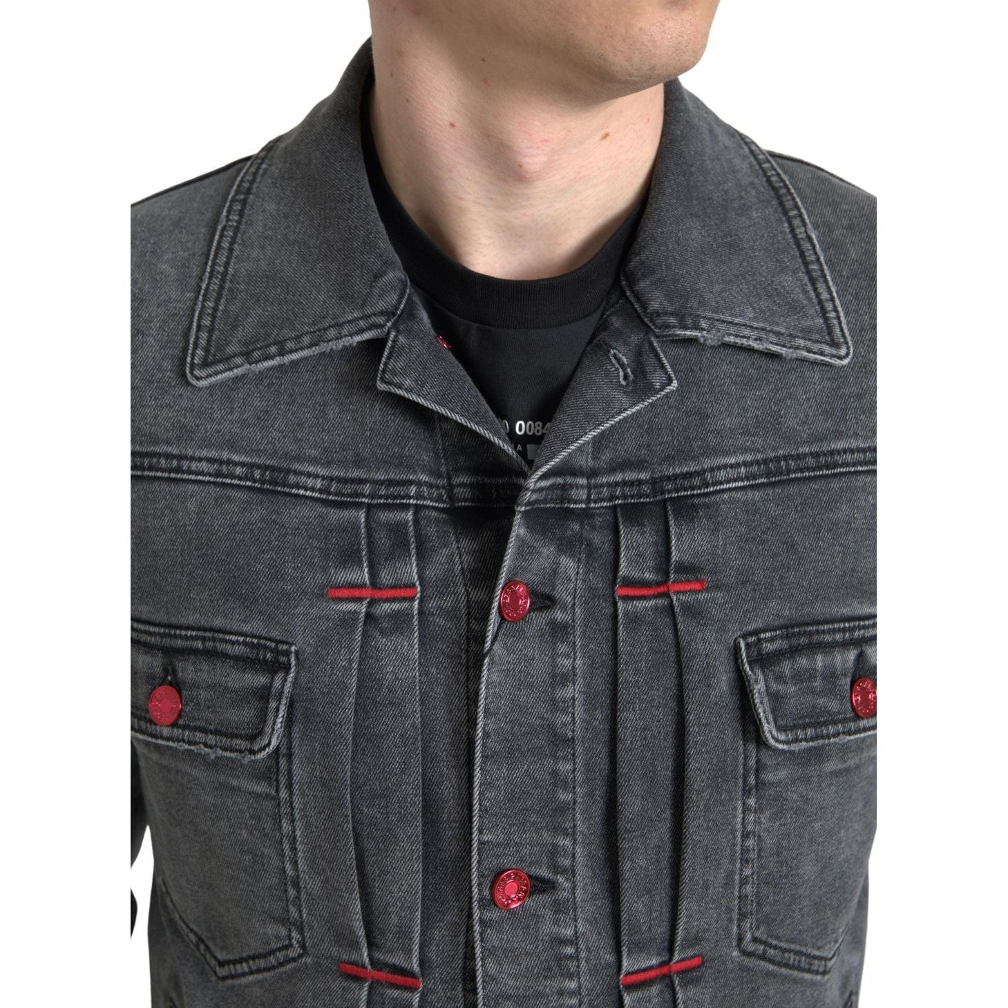Dolce & Gabbana Gray Denim Stretch Jacket Luxe Fashion
