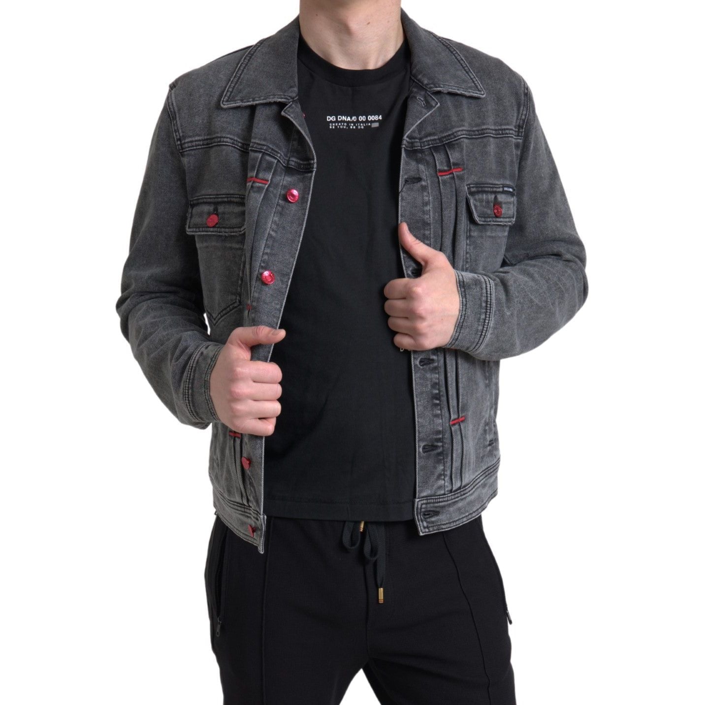 Dolce & Gabbana Gray Denim Stretch Jacket Luxe Fashion