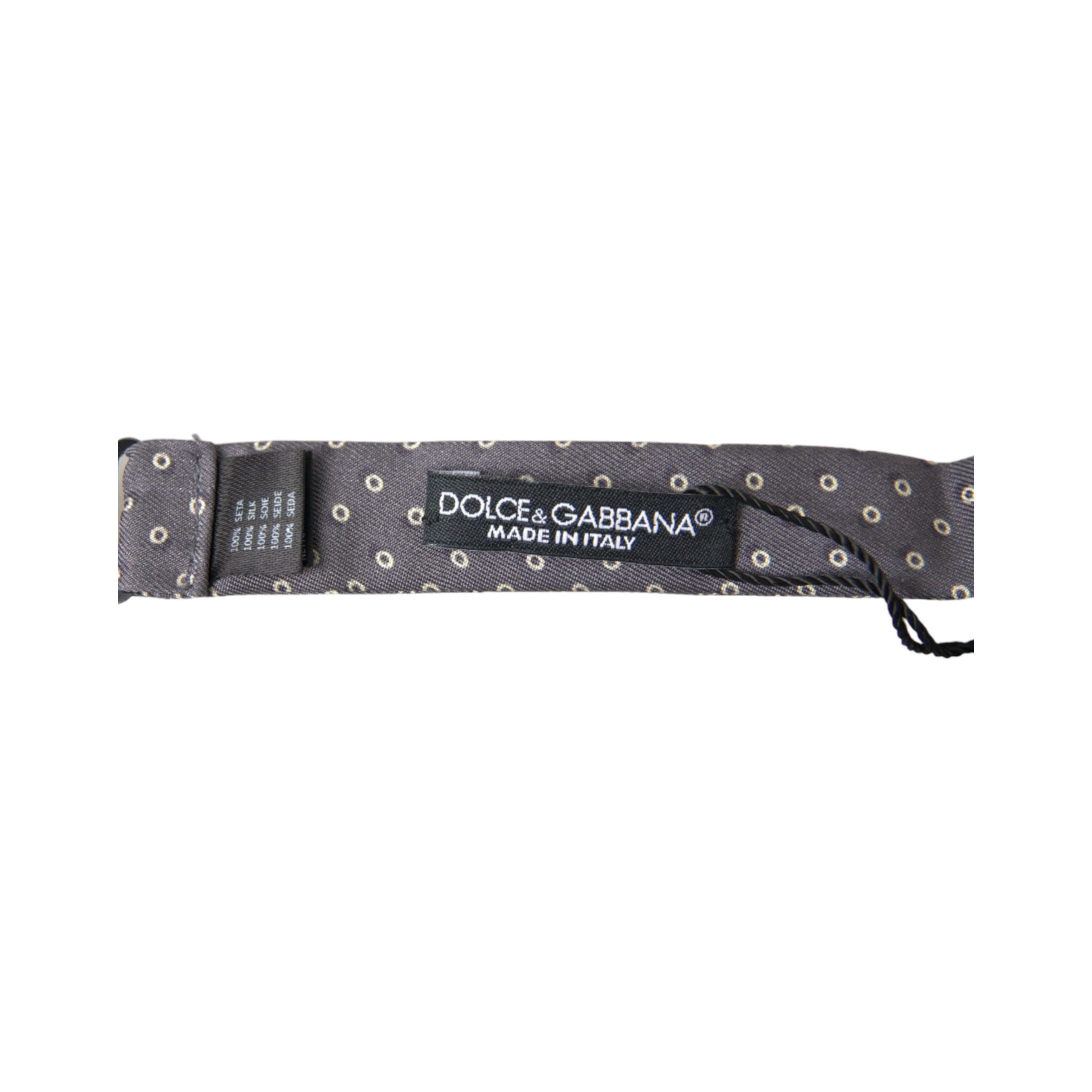Dolce & Gabbana Gray Silk Polka Dot Bow Tie