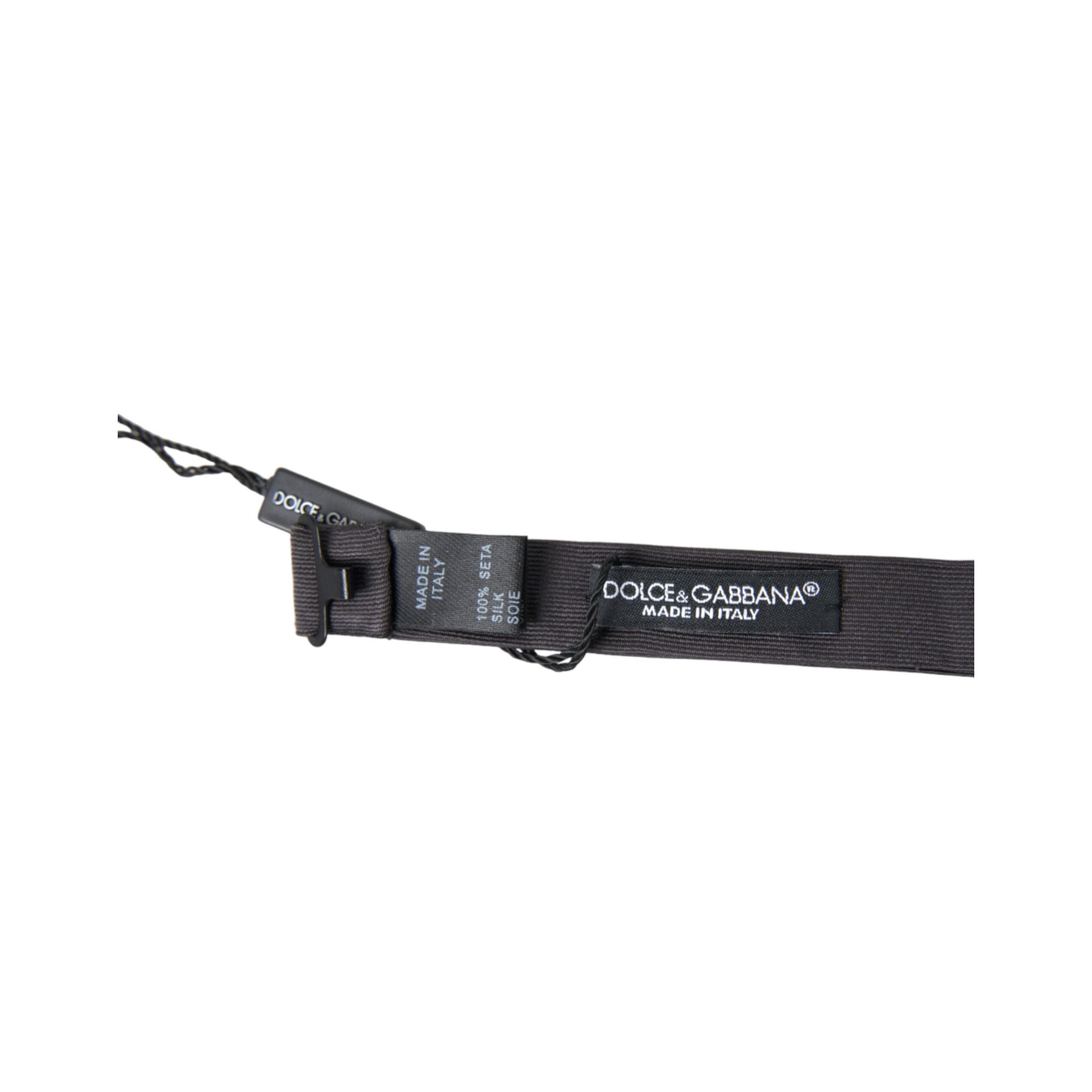 Dolce & Gabbana Dark Gray Silk Bow Tie Accessory