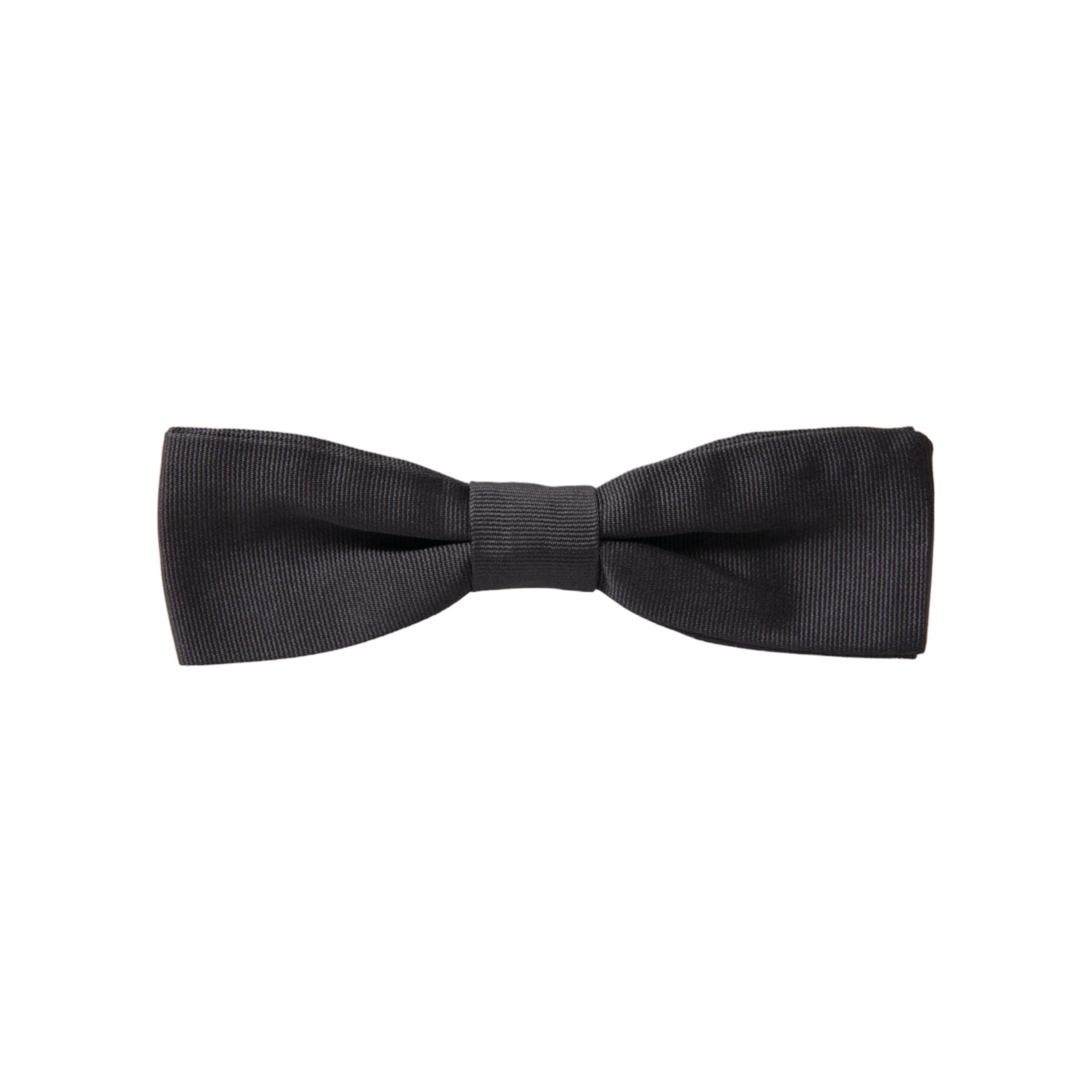 Dolce & Gabbana Dark Gray Silk Bow Tie Accessory