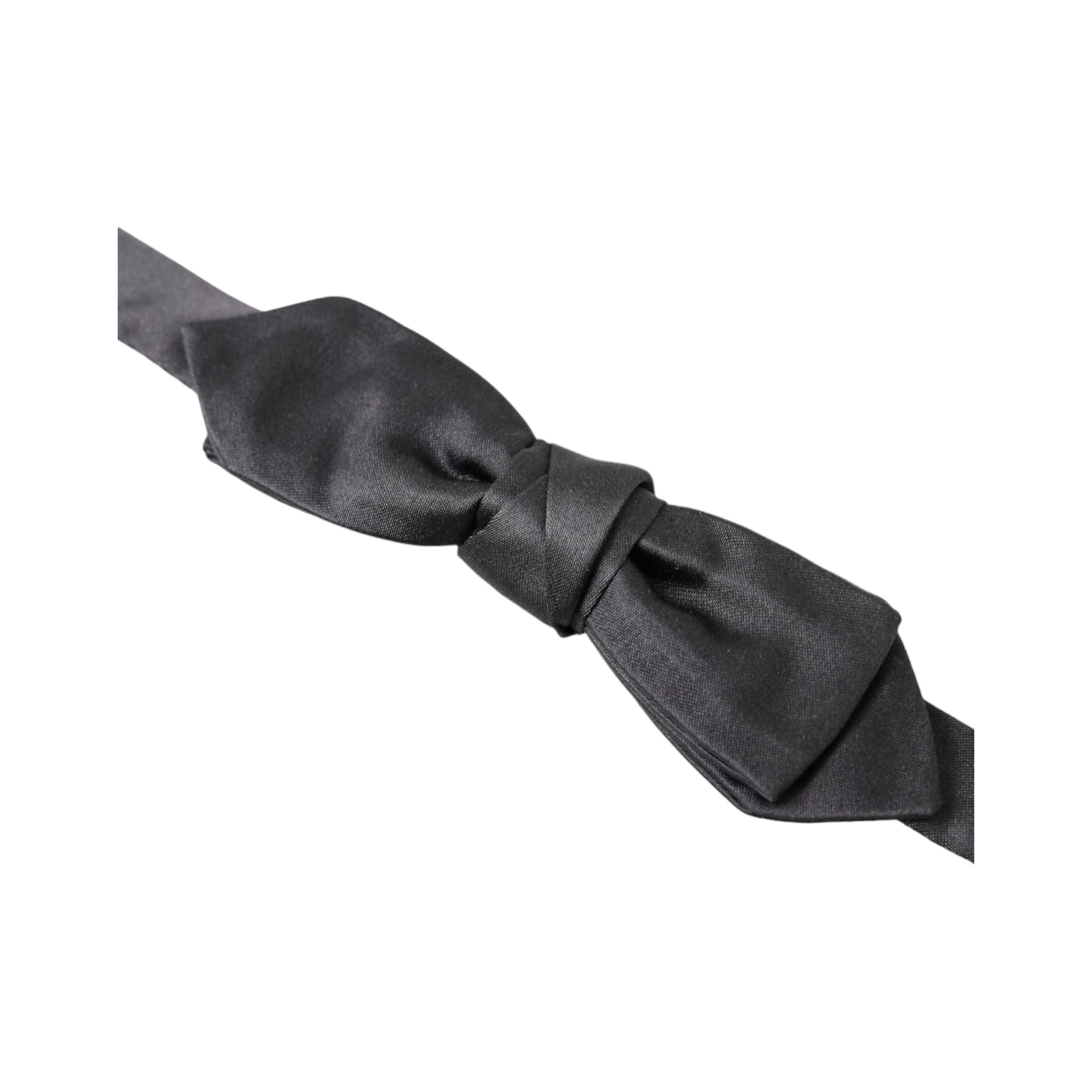 Dolce & Gabbana Anthracite Silk Bow Tie Luxury