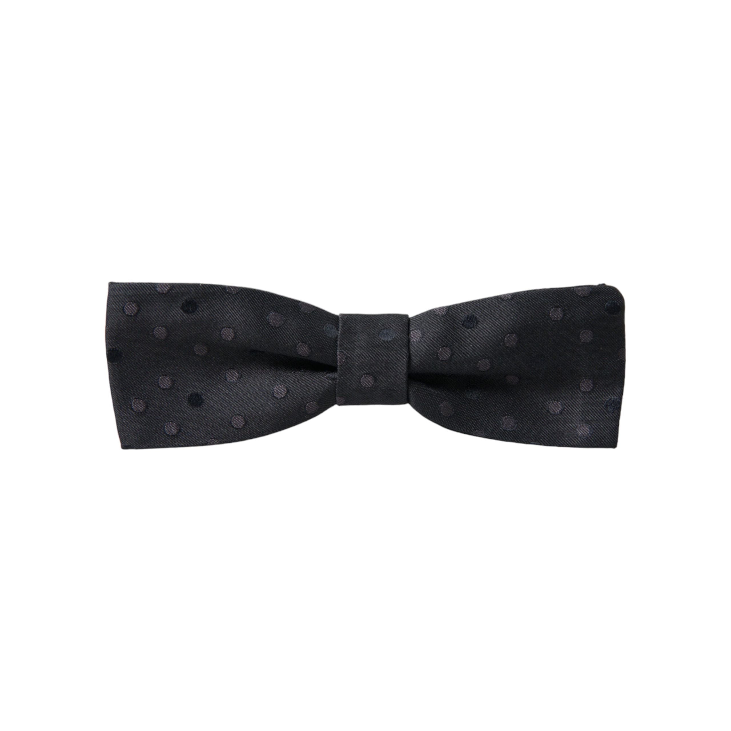 Dolce & Gabbana Gray Silk Polka Dot Bow Tie