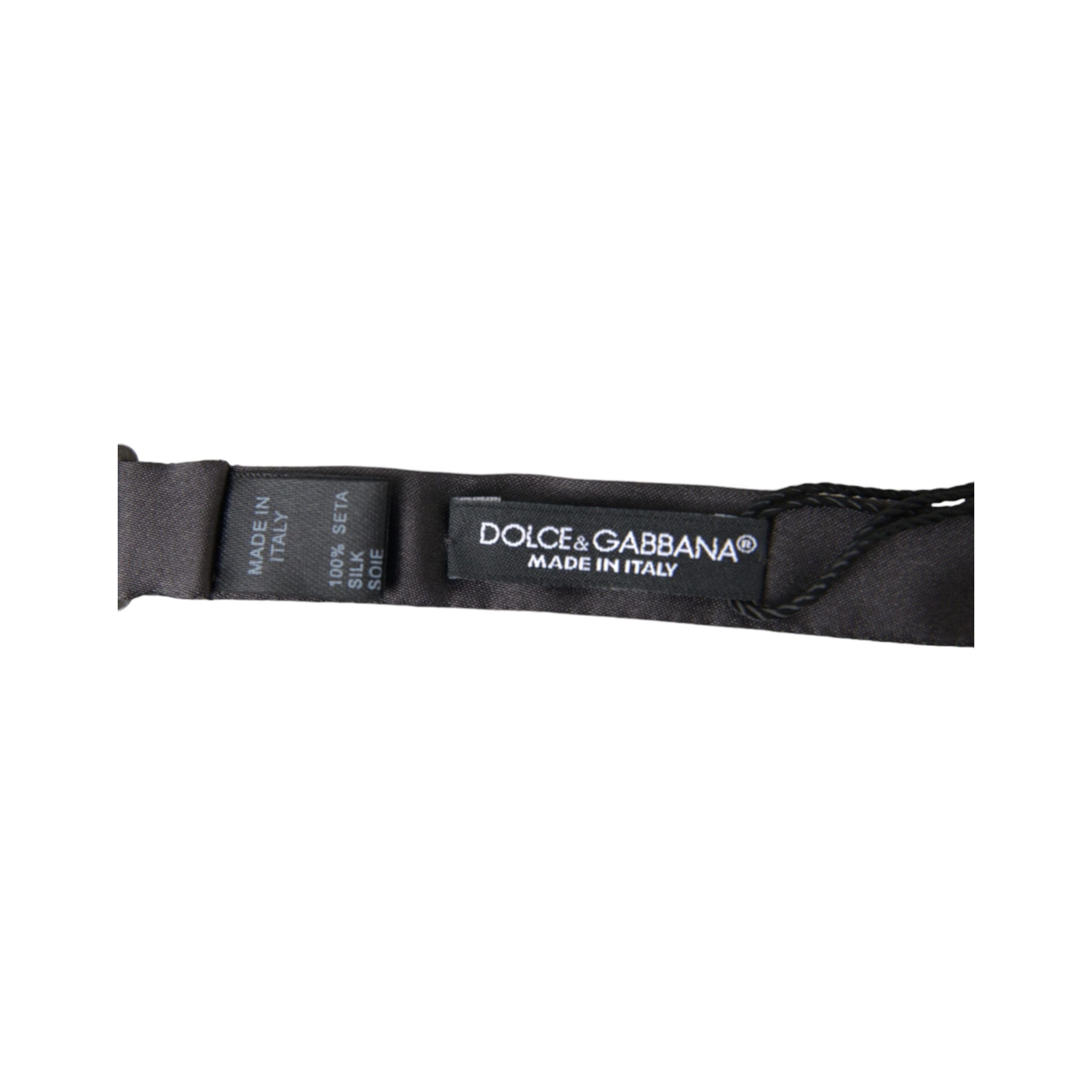 Dolce & Gabbana Dark Grey Silk Bow Tie Accessory
