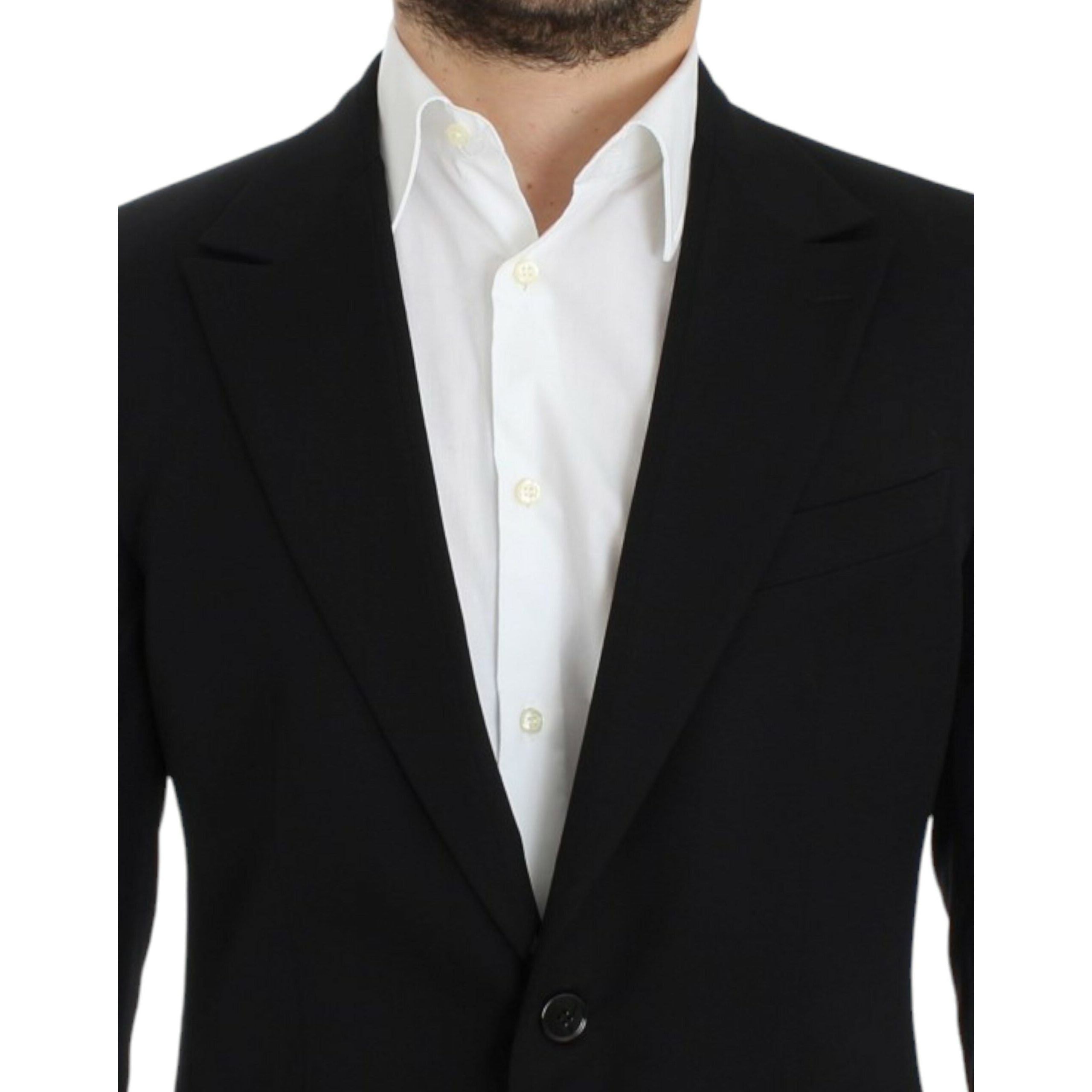 Dolce & Gabbana Black Wool Elegant Slim Fit Blazer